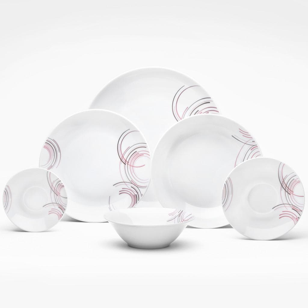 Van Well Kombiservice Mora 62-teilig Weiß Porzellan