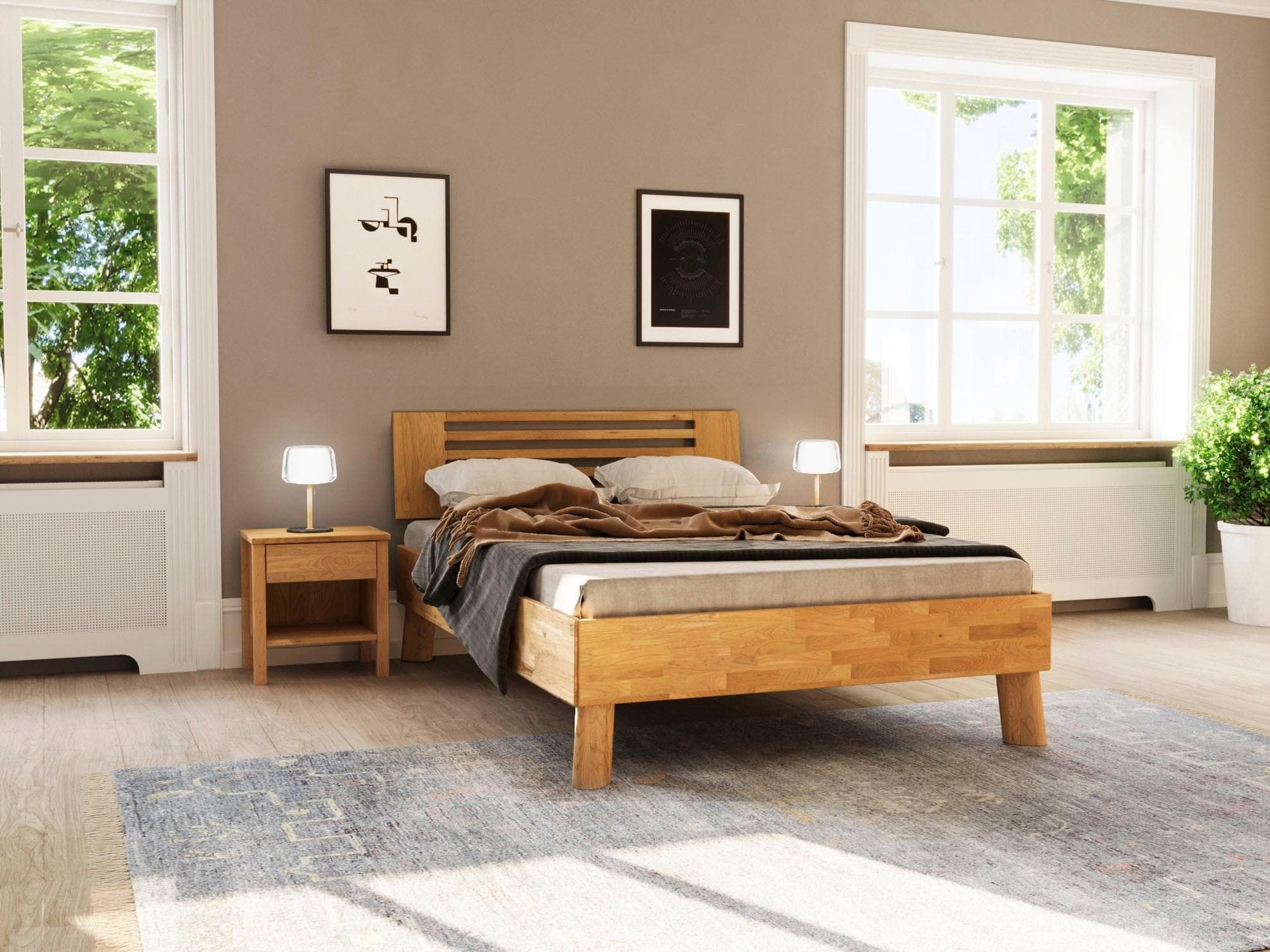 HOME AFFAIRE Chavot III Massivholzbett Wildeiche Braun