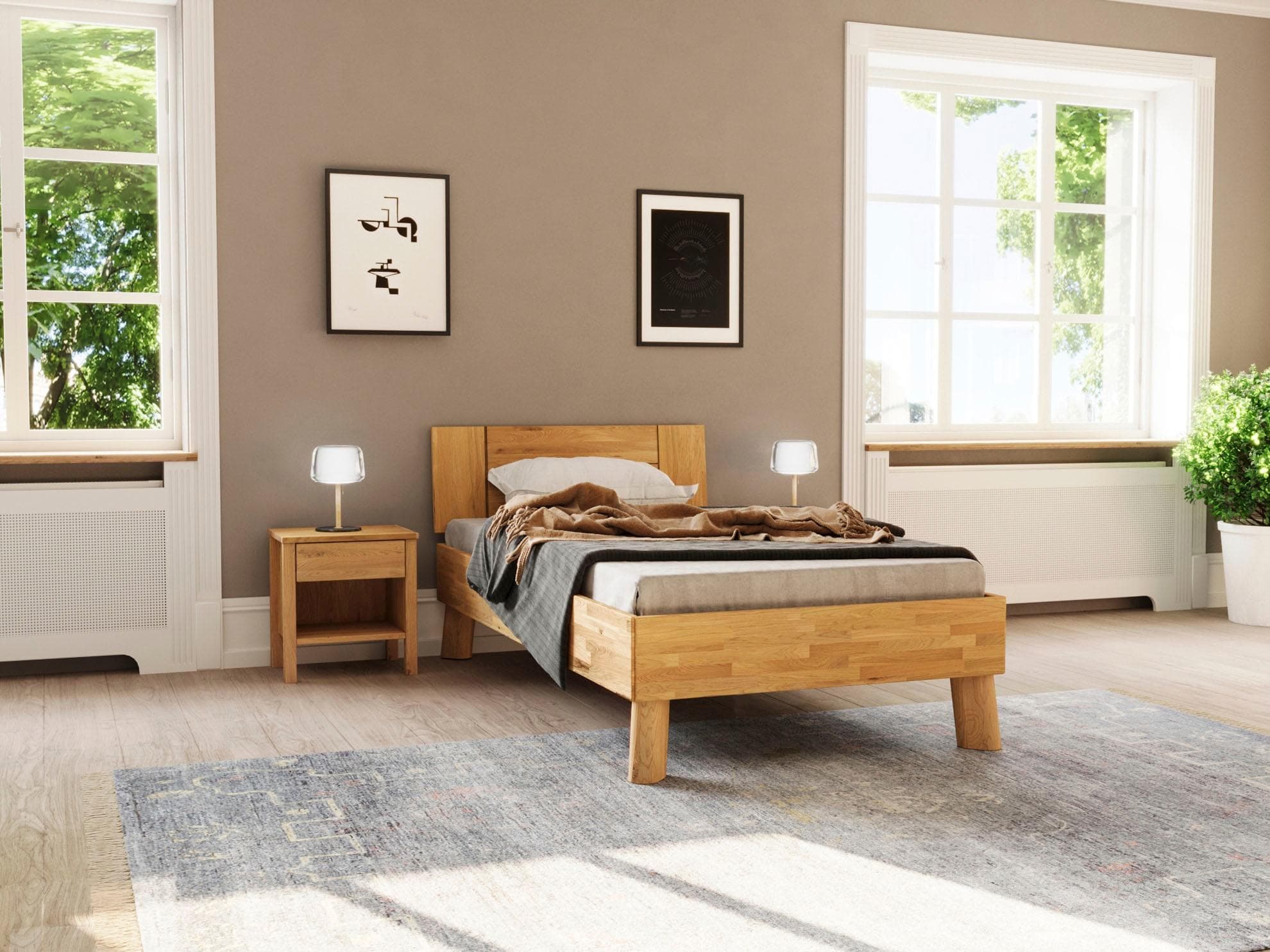 HOME AFFAIRE Chavot II Massivholzbett Wildeiche Braun