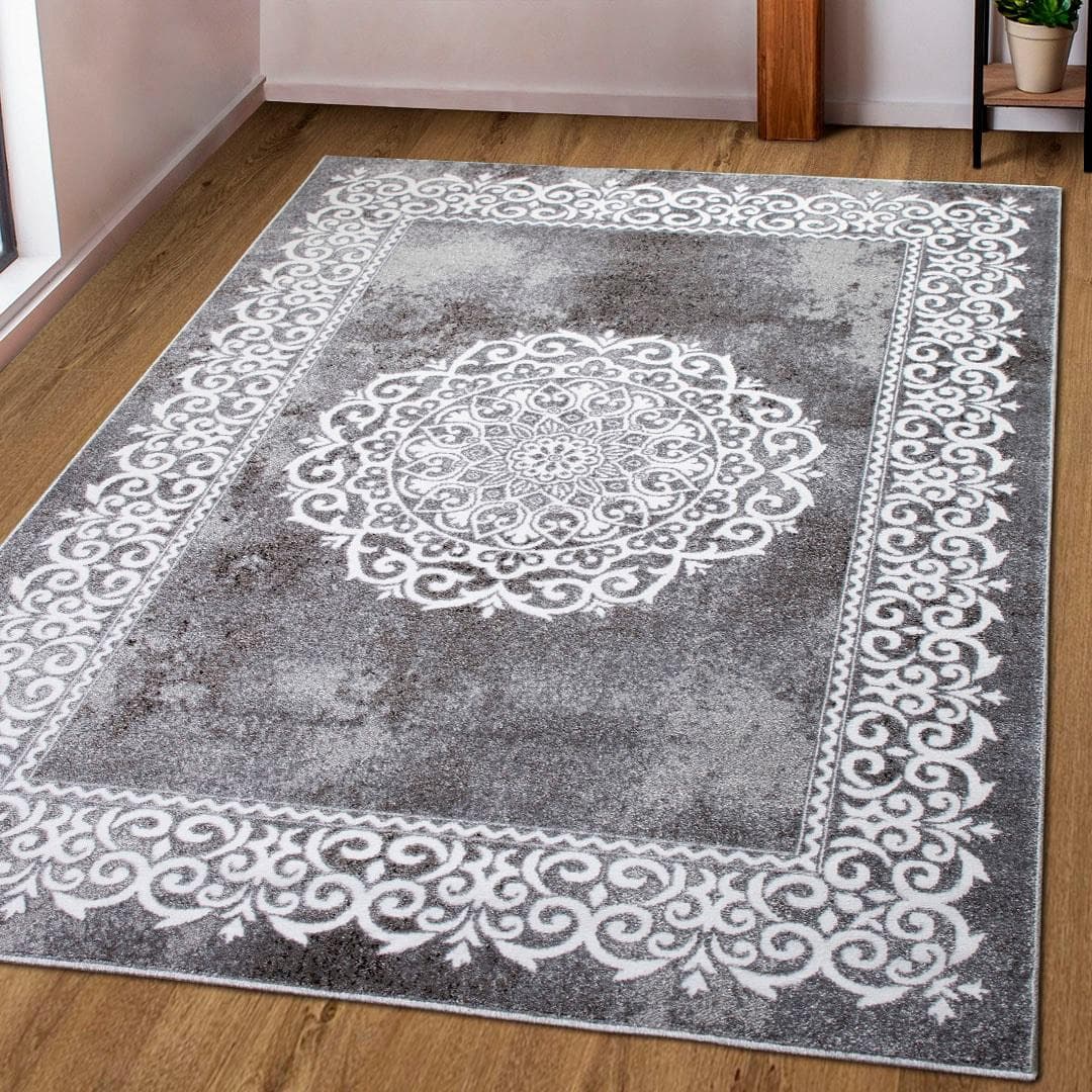 Vintage Teppich im Orient-Stil, grau, 80x150 cm