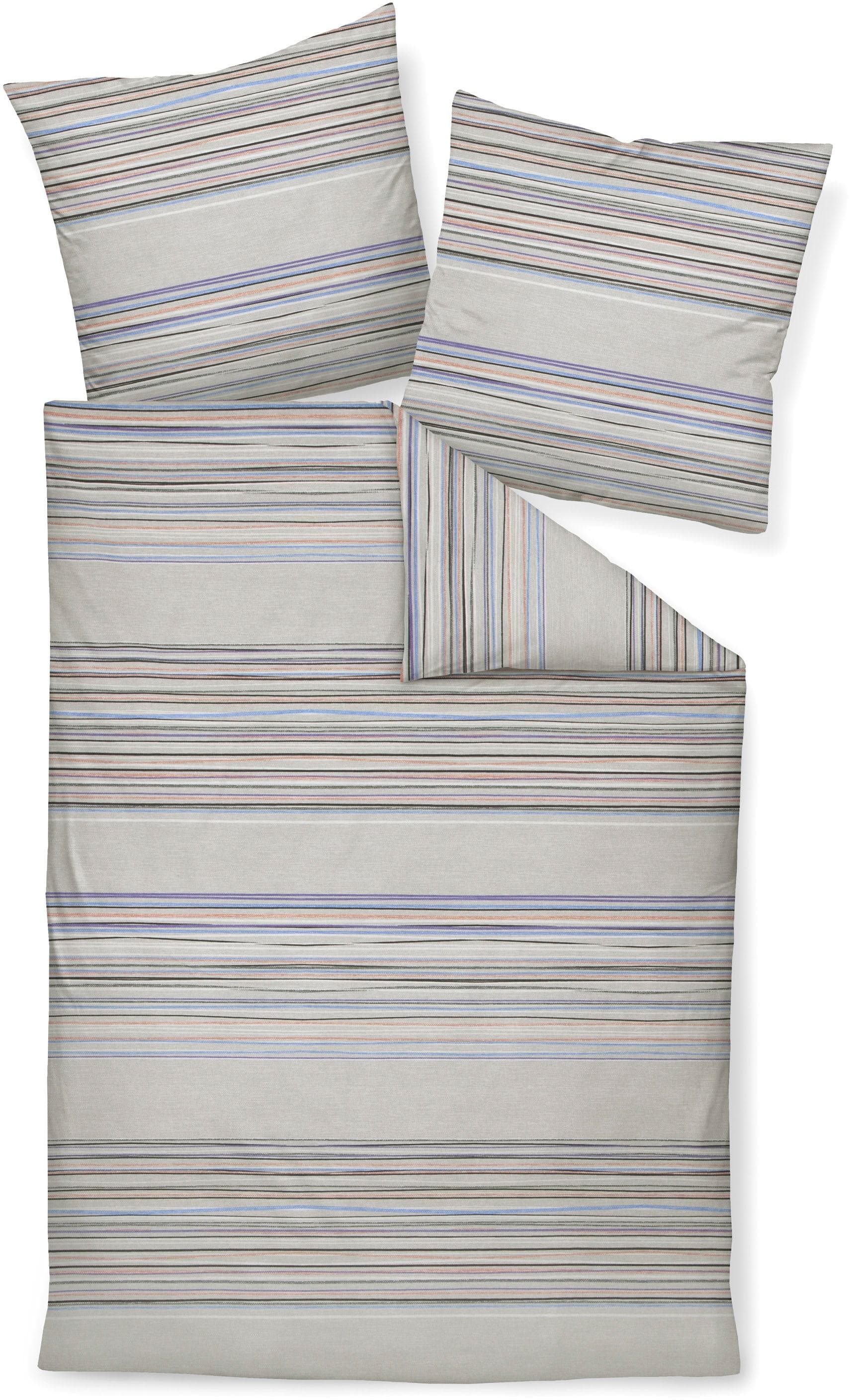 Janine Bettwäsche Feinbiber Platin mit Reißverschluss