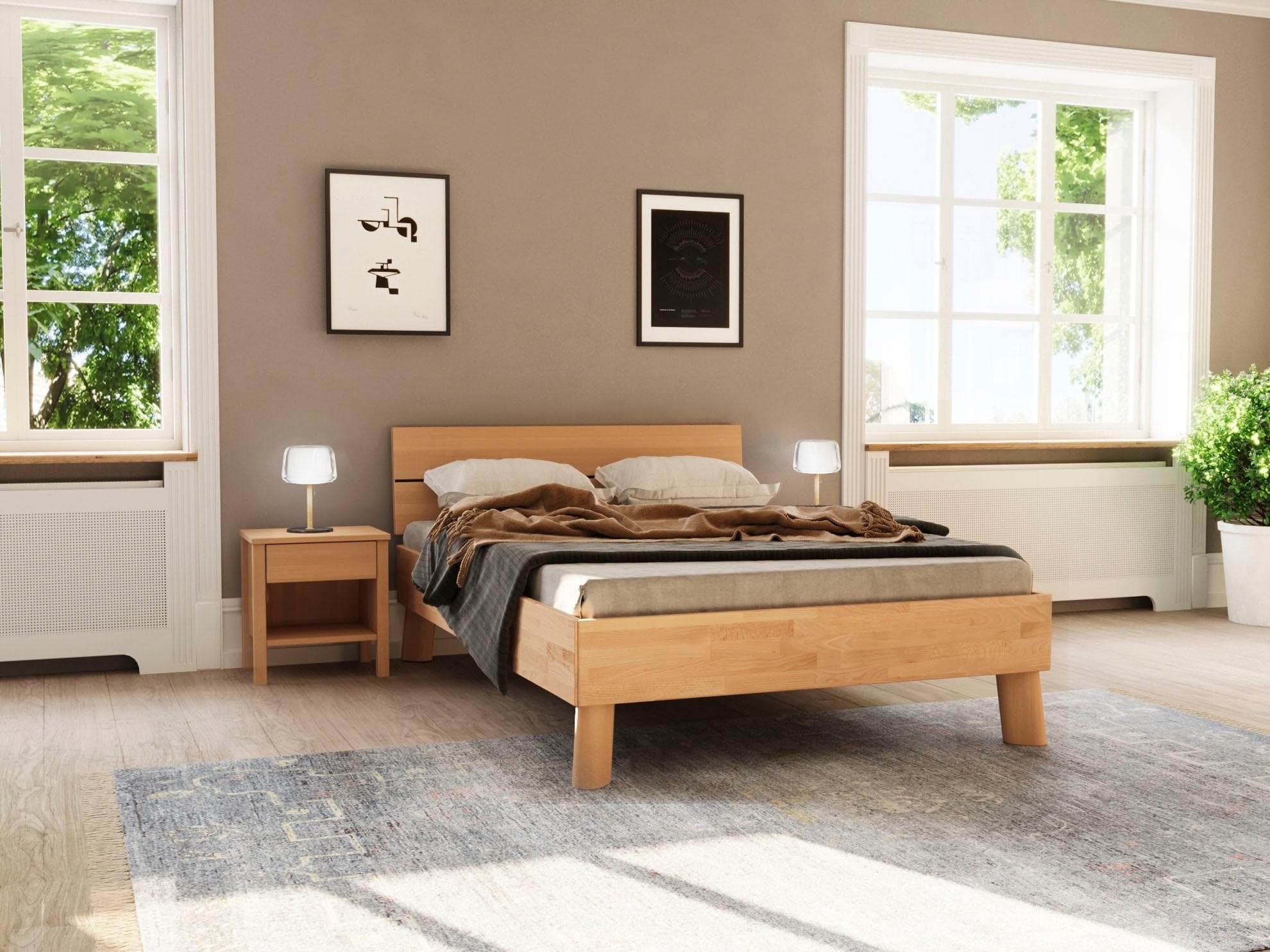 HOME AFFAIRE Chavot I Massivholzbett Kernbuche Beige
