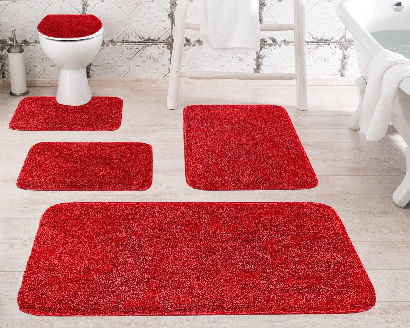 Badematte GRUND Rot Meliert