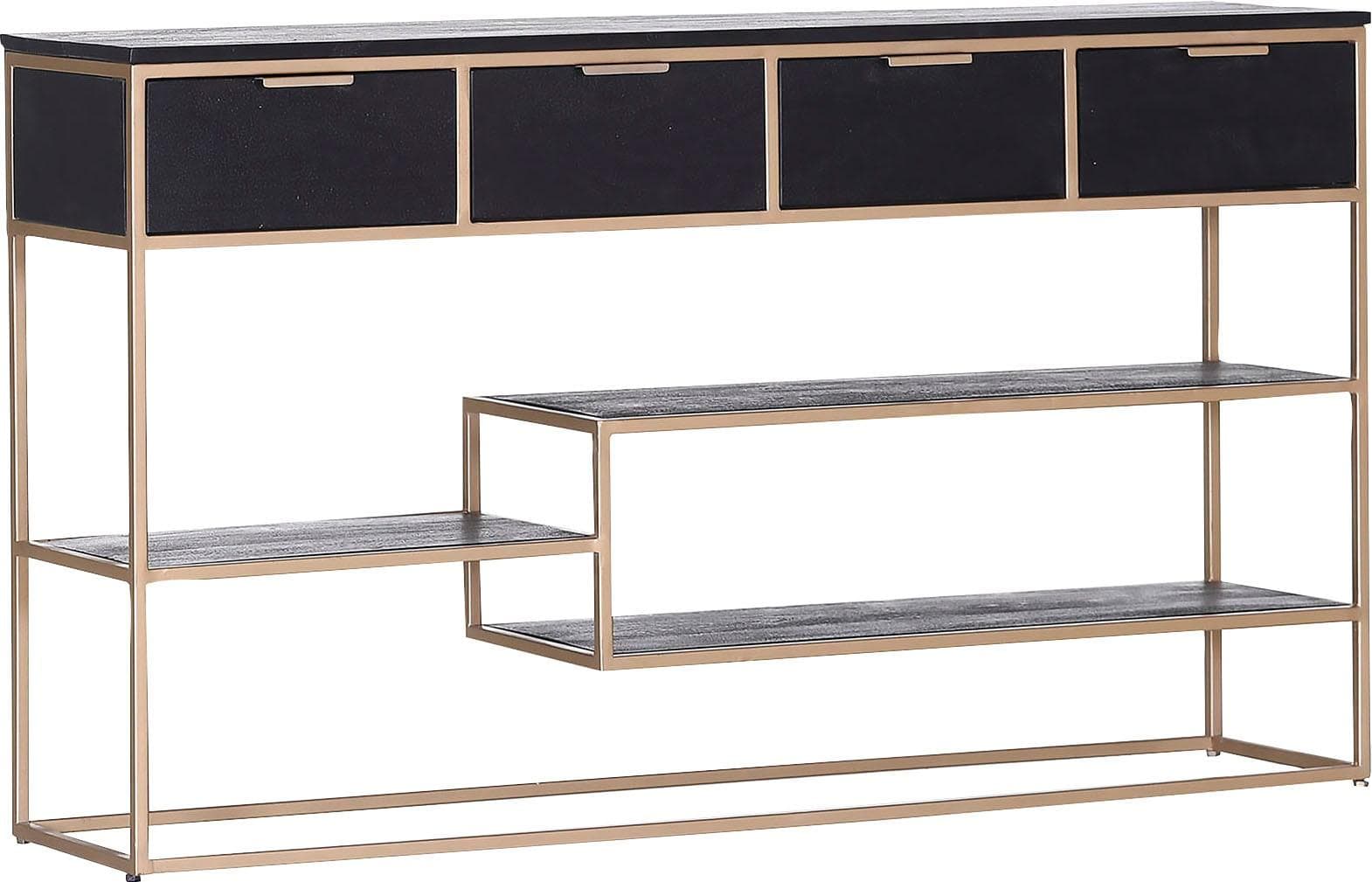 GUTMANN FACTORY Konsole Porto Schwarz Gold mit Schubladen