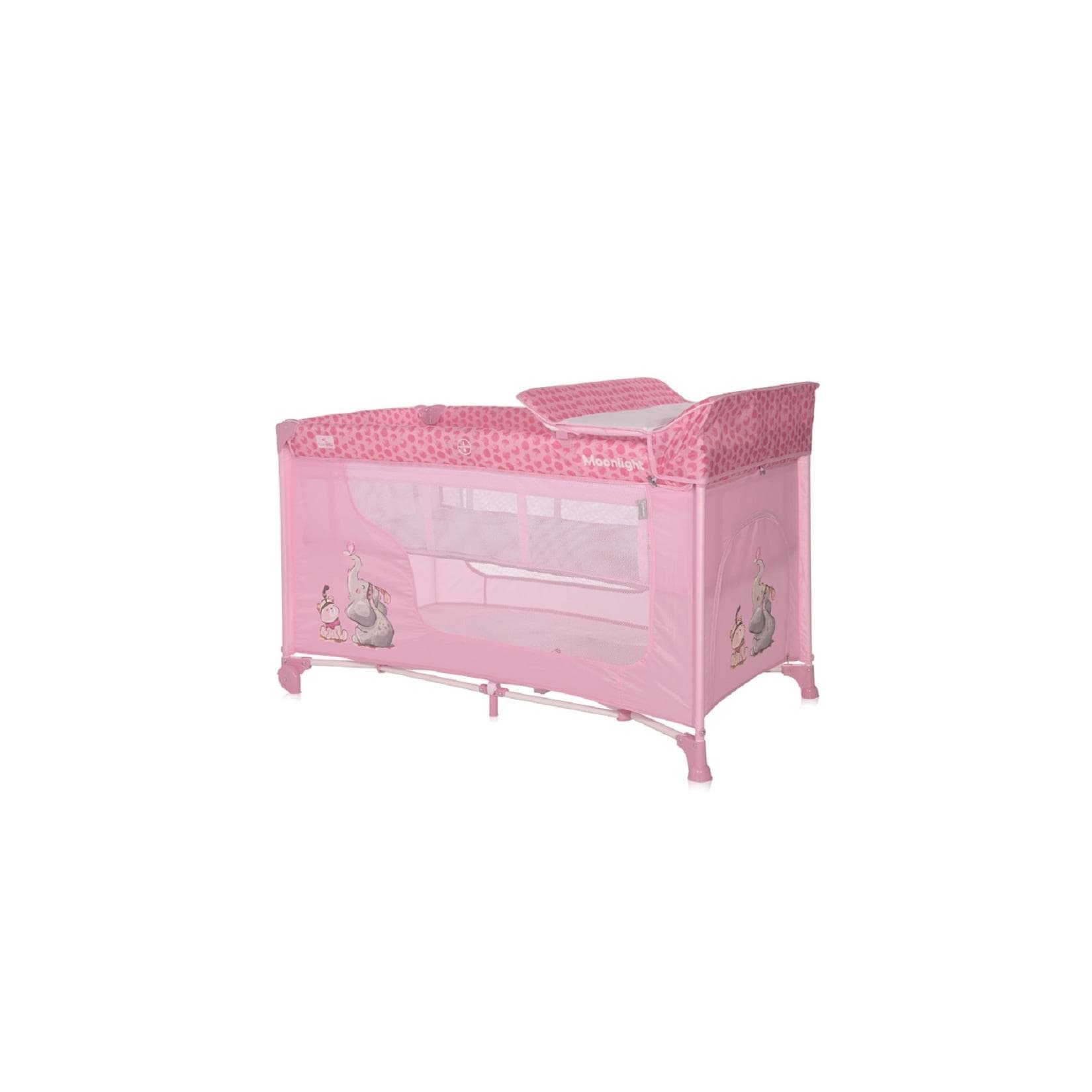 Lorelli Reisebett Moonlight Zwei Ebenen Faltbar Wickelauflage Rosa Pink