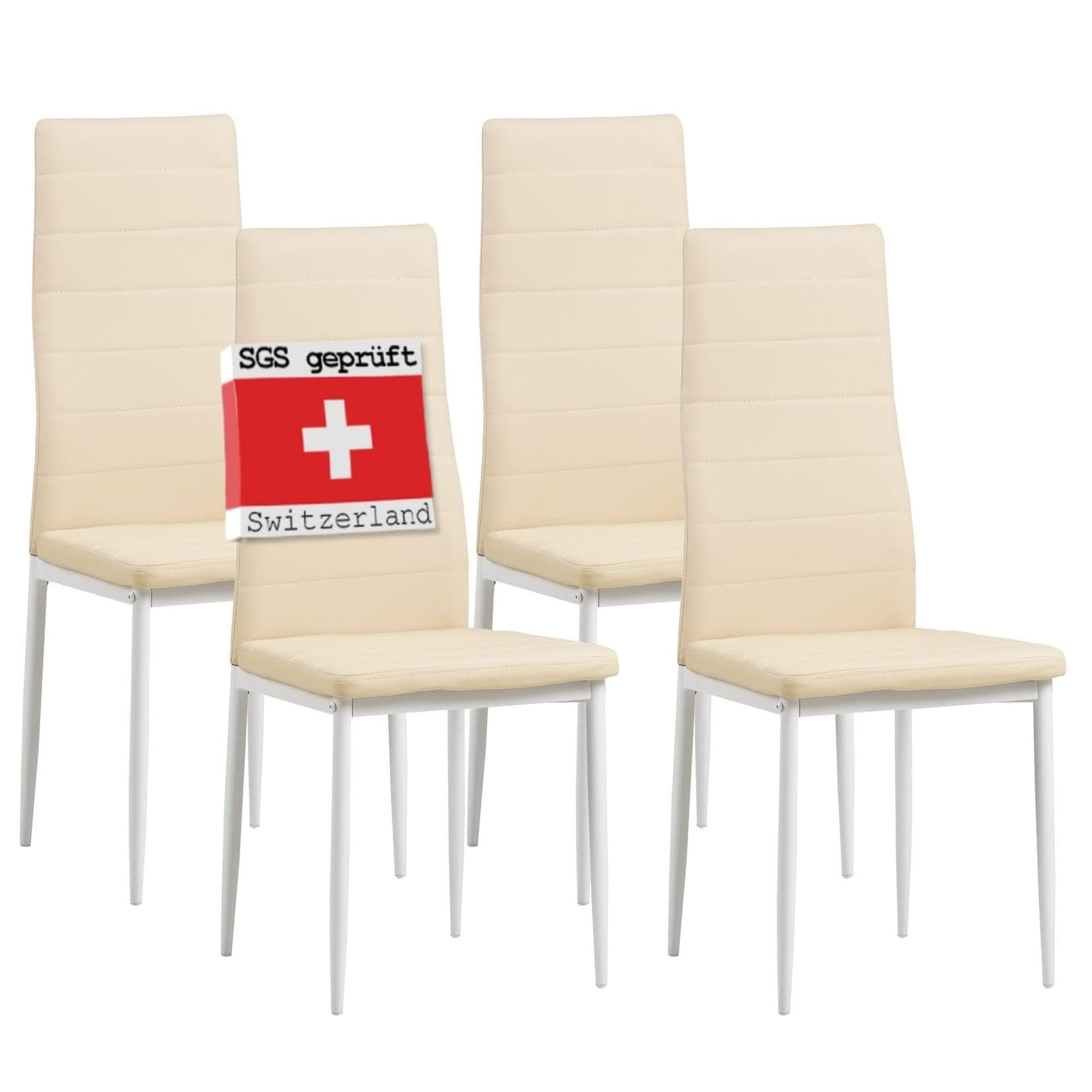 Albatros International Esszimmerstuhl MILANO 4er Set Beige Kunstleder