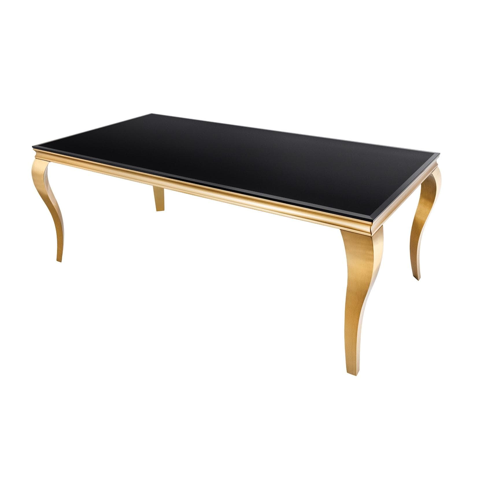 riess-ambiente Esstisch Modern Barock 200cm Schwarz Gold Opalglas Edelstahl