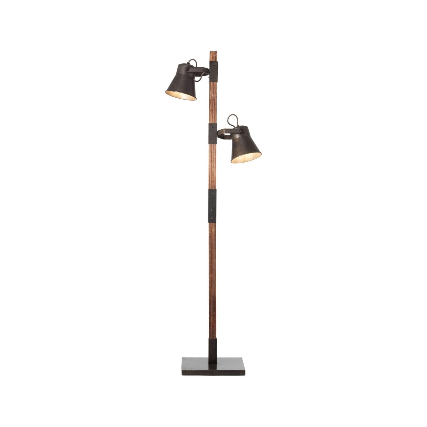 BRILLIANT Standleuchte Plow Schwarz Stahl Holz 2-flammig