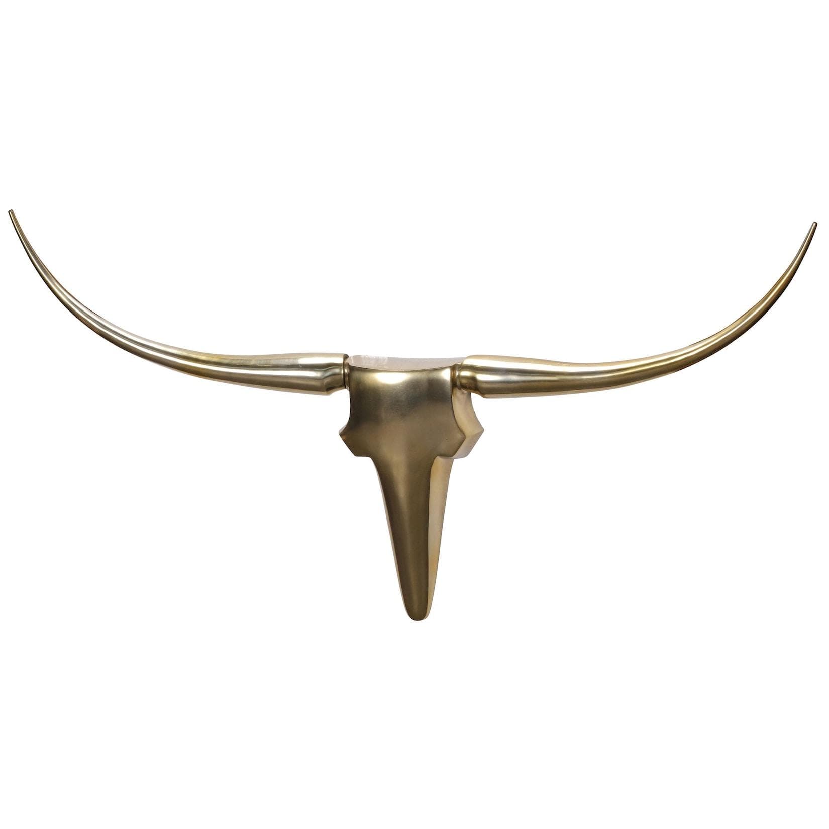 FINEBUY Wanddeko Geweih Bull L Aluminium Gold 125 cm