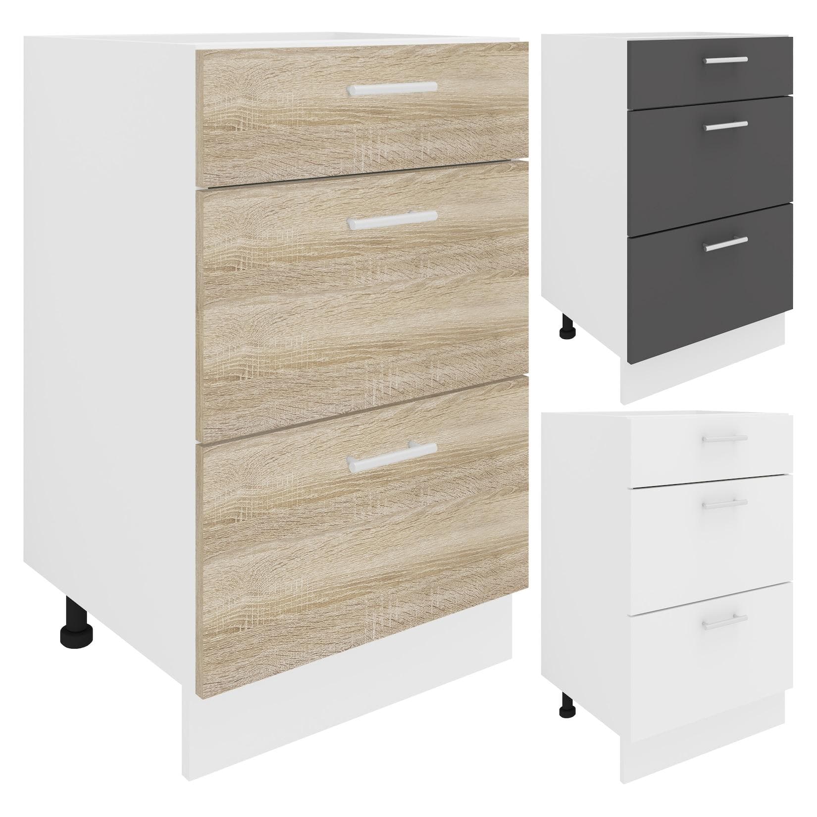 VCM Esilo Unterschrank Küchenschrank mit Schubladen - Pflegeleicht & Stabil