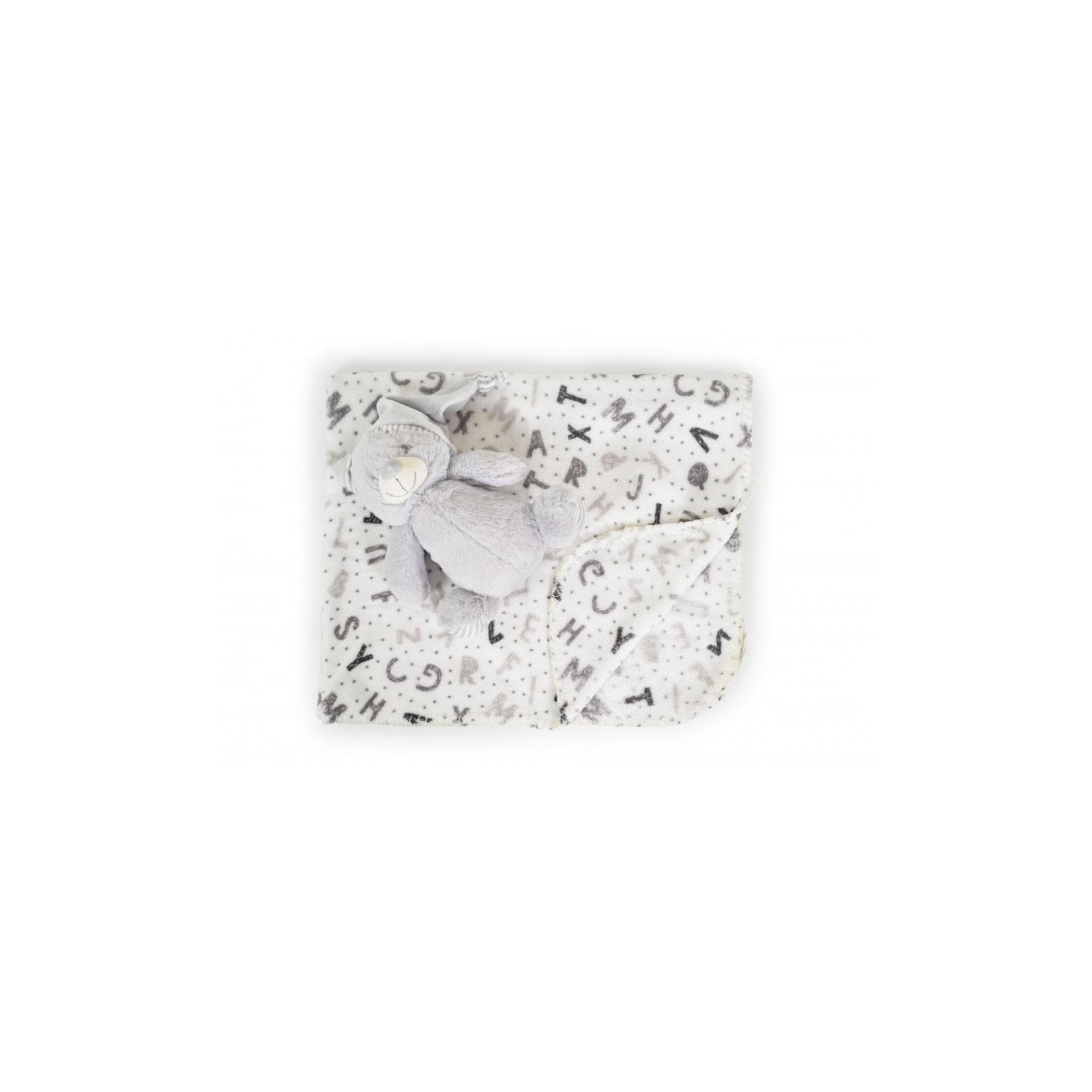 Cangaroo Babydecke 90 x 75 cm mit Plüschtier kuschelige Babydecke Krabbeldecke grau