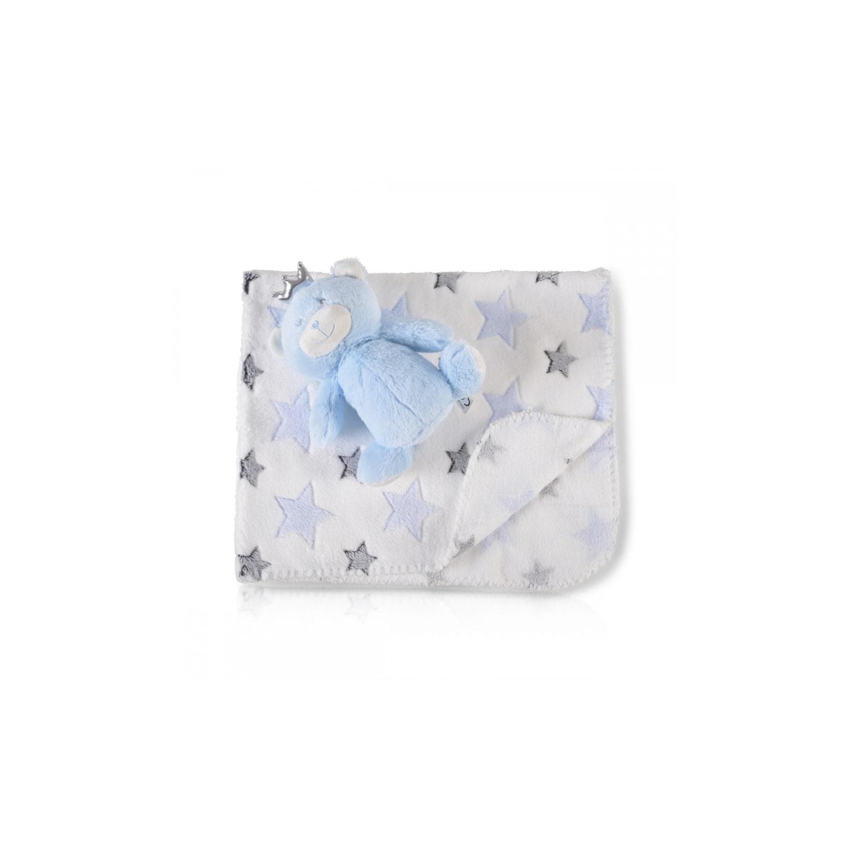 Cangaroo Babydecke 90 x 75 cm mit Plüschtier kuschelige Babydecke Krabbeldecke blau