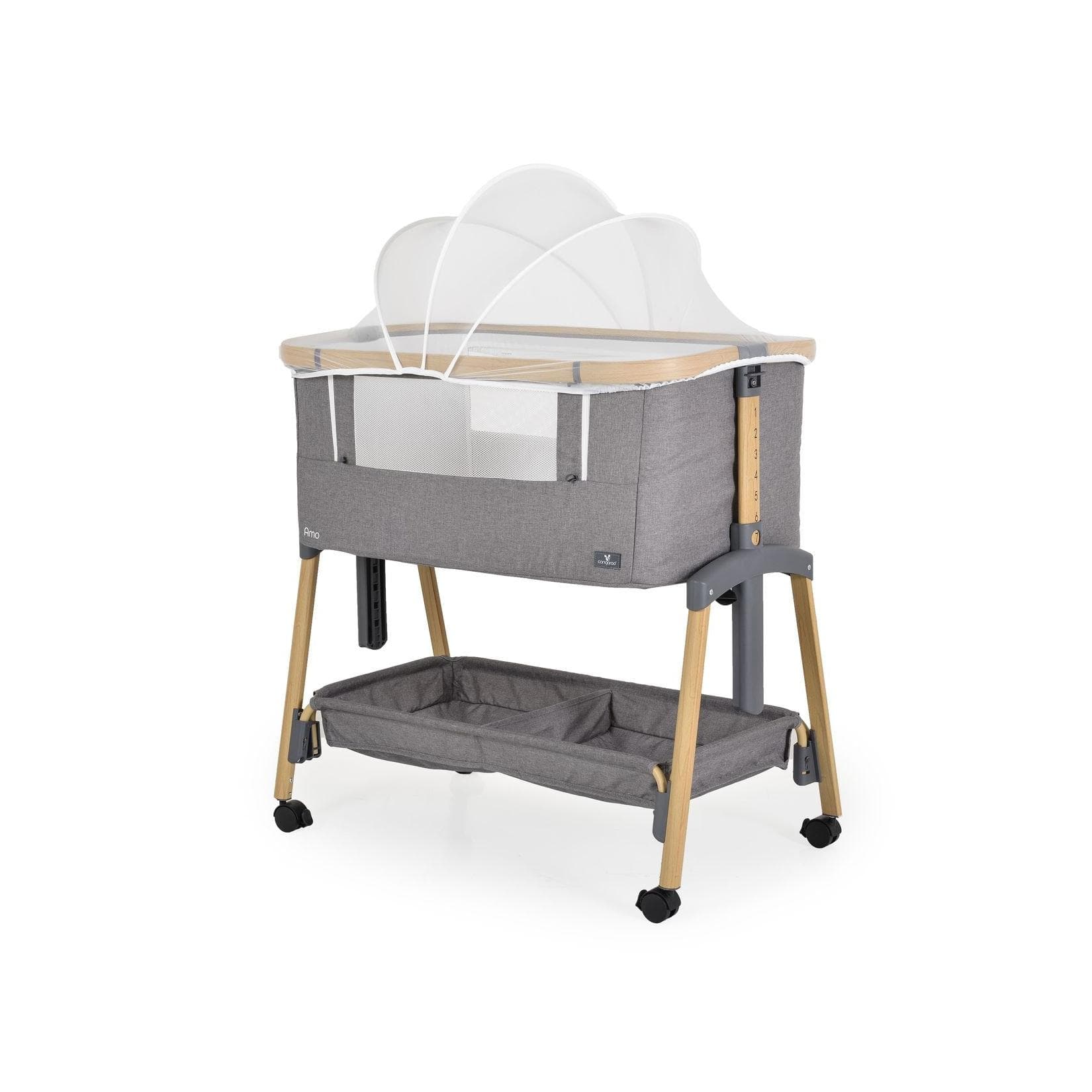 Cangaroo Beistellbett Amo - Höhenverstellbar mit Moskitonetz und Rollen