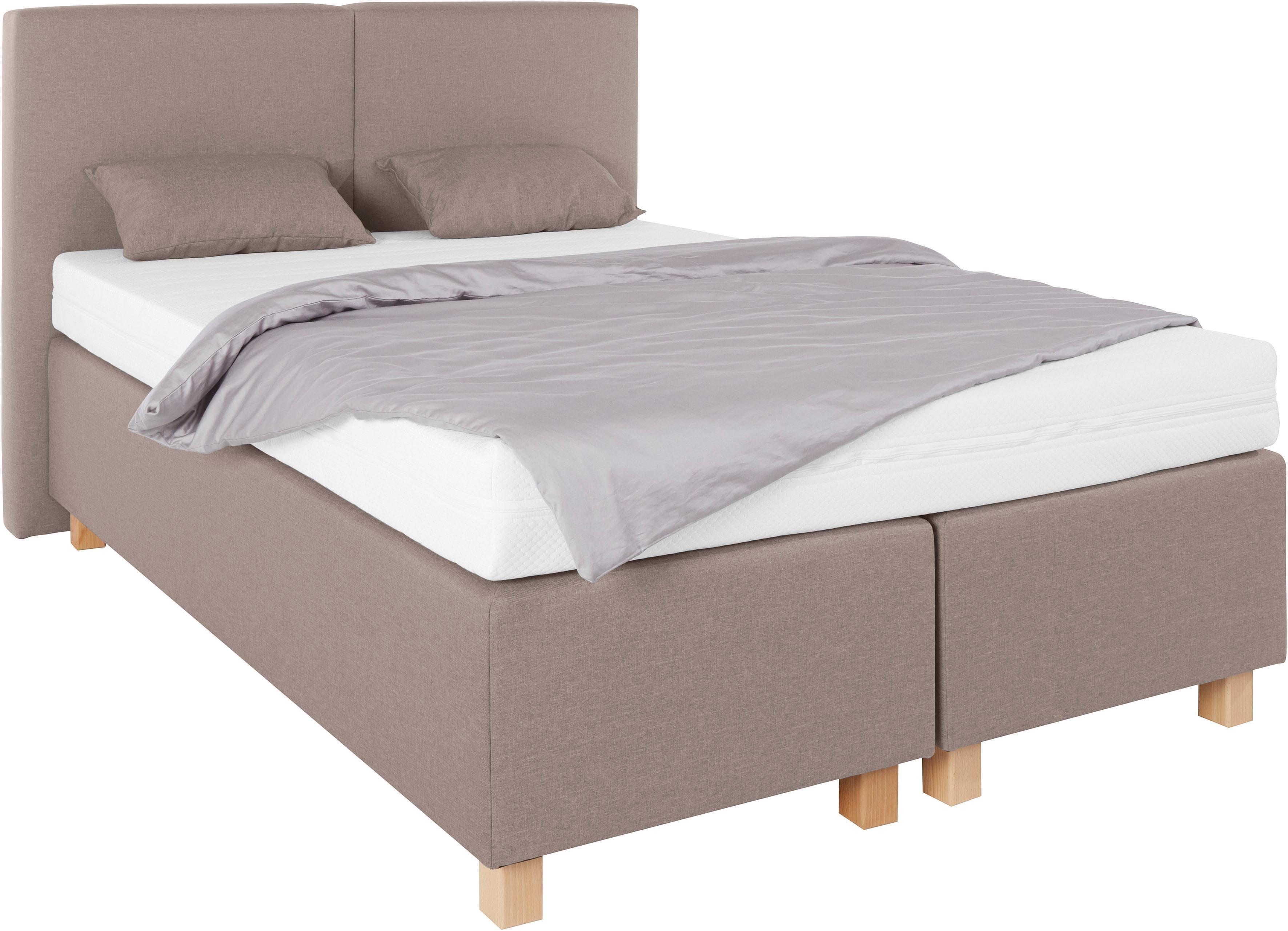 Westfalia Schlafkomfort Boxspringbett Beige mit Bonnell-Federkern