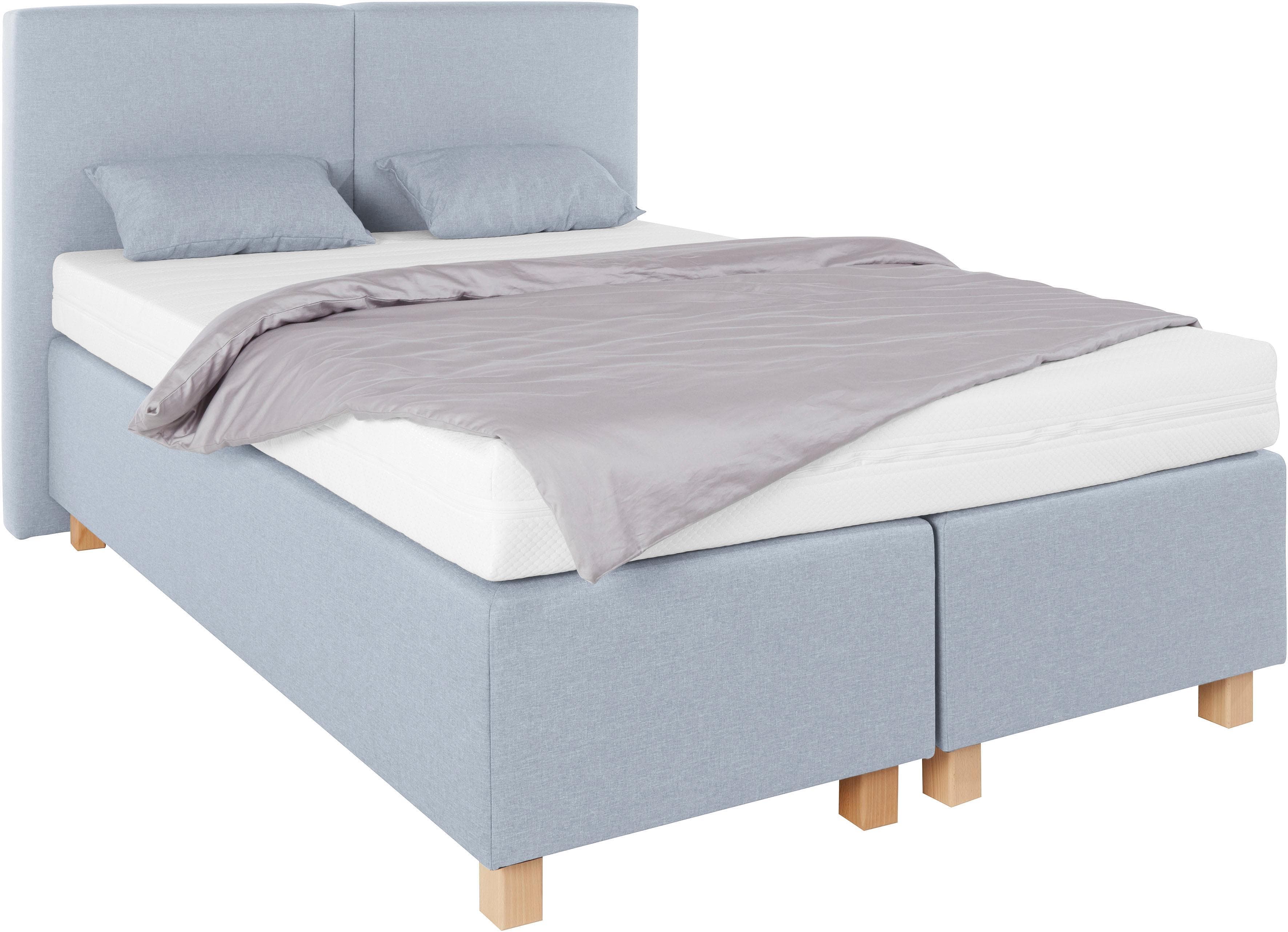 Westfalia Schlafkomfort Boxspringbett Hellblau 7-Zonen-Kaltschaum