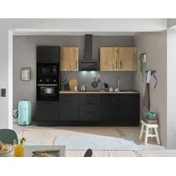 Küchenzeile BASIC BY BALCULINA "Turin" Schwarz mit E-Geräten