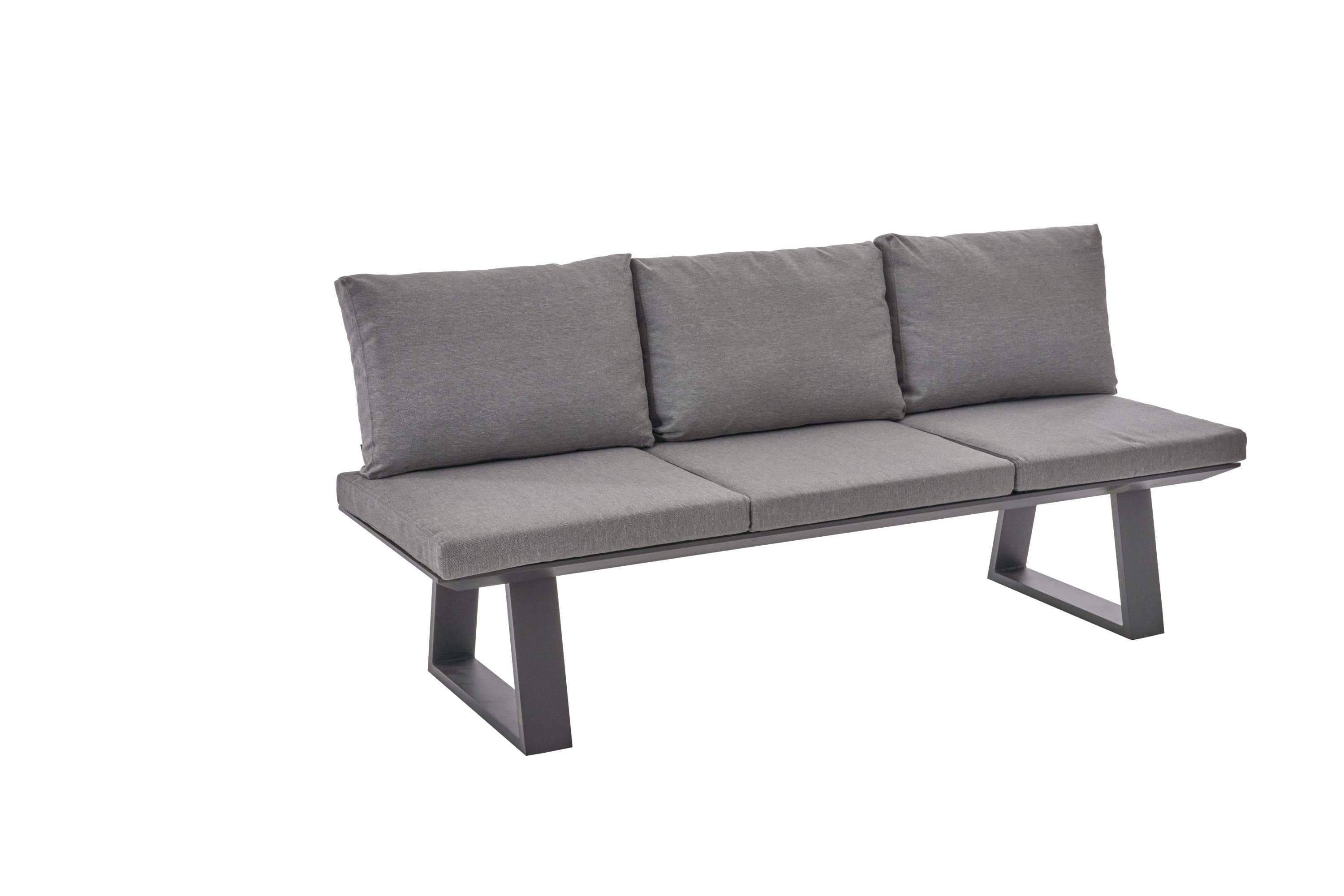Outdoor Gartenbank REPTON - Grau, Aluminium, Stoffkissen