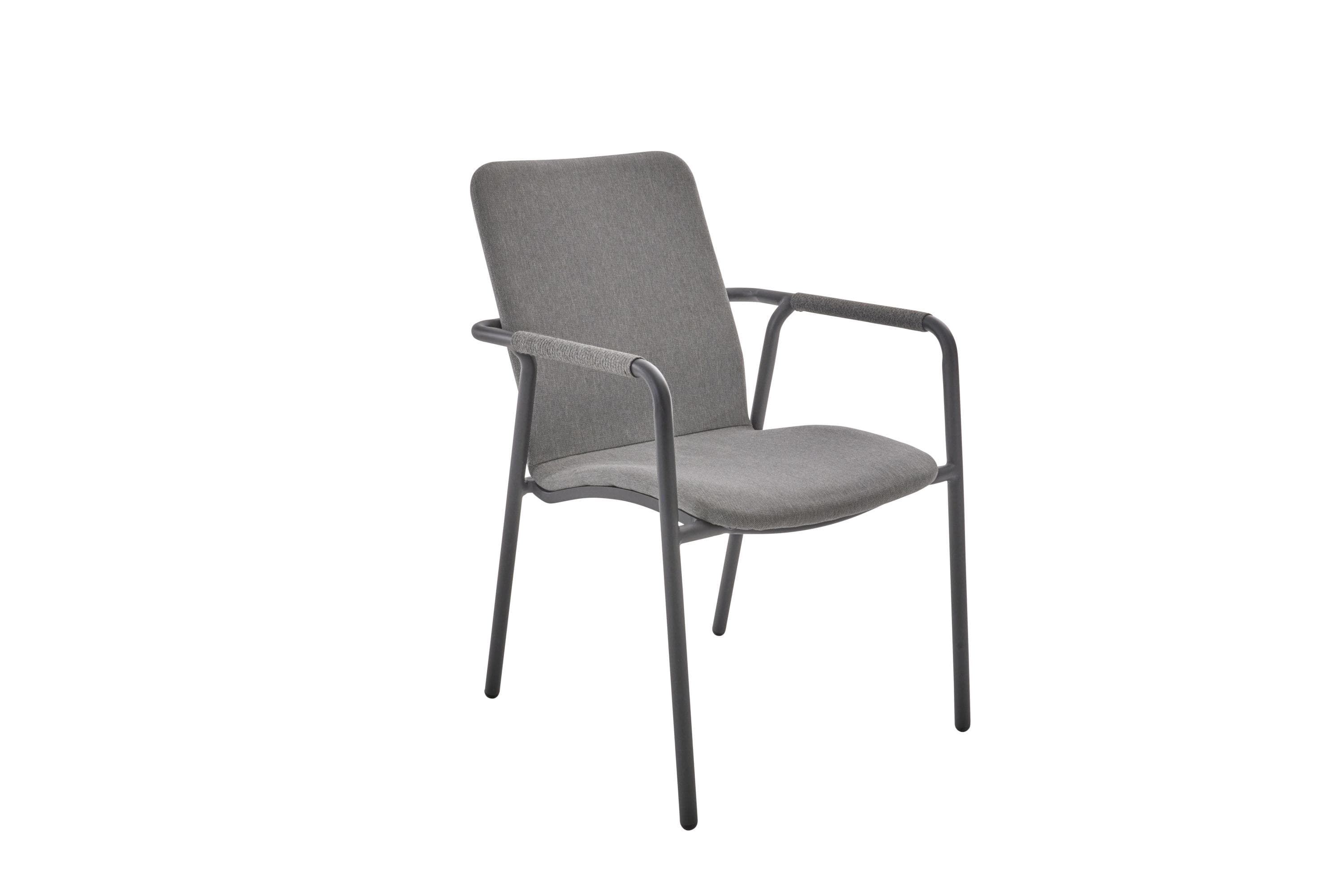 Outdoor Gartenstuhl REPTON - Stapelbar, Grau, Aluminiumgestell