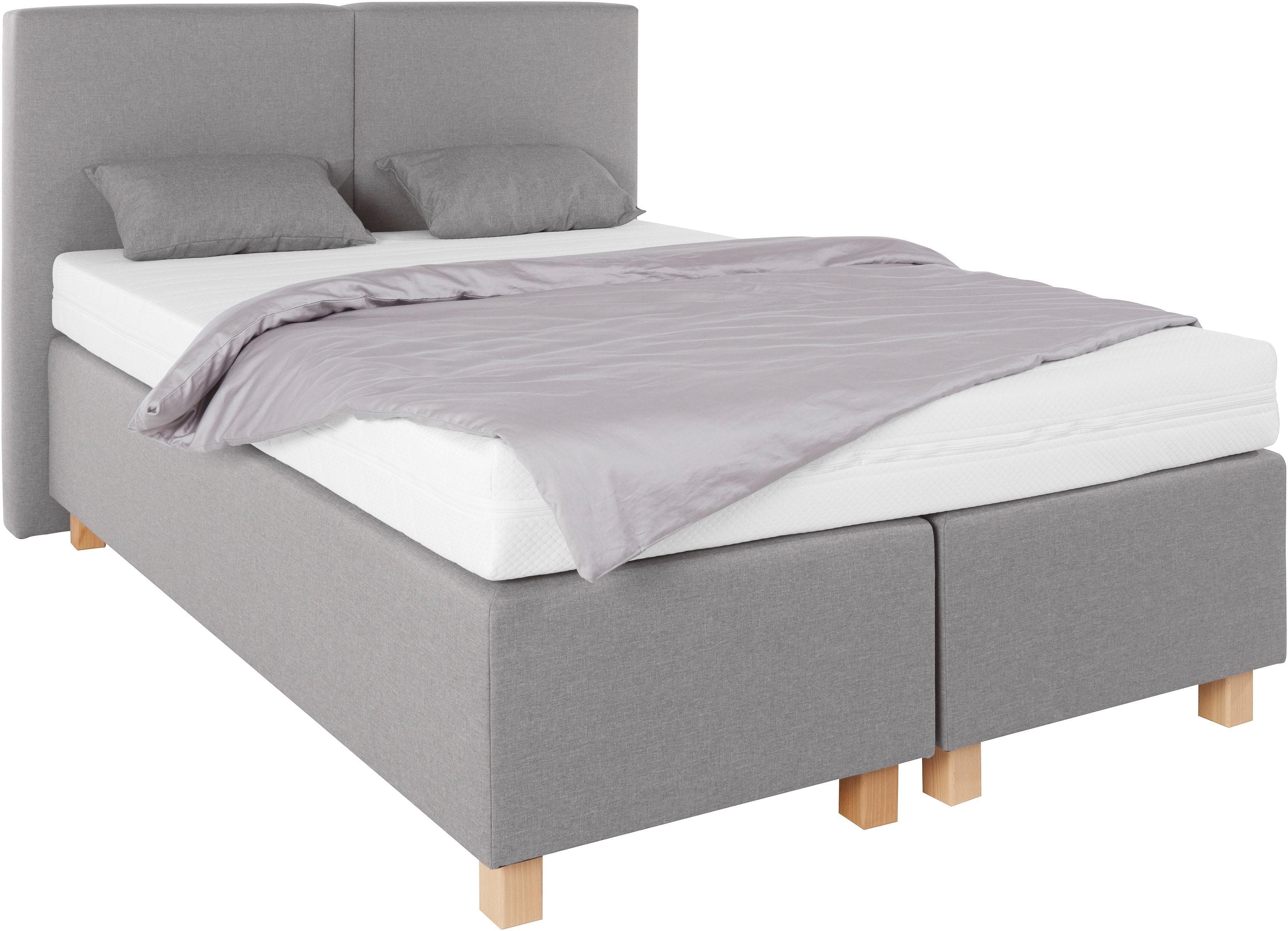 Westfalia Schlafkomfort Boxspringbett Grau mit Bonnell-Federkernmatratze