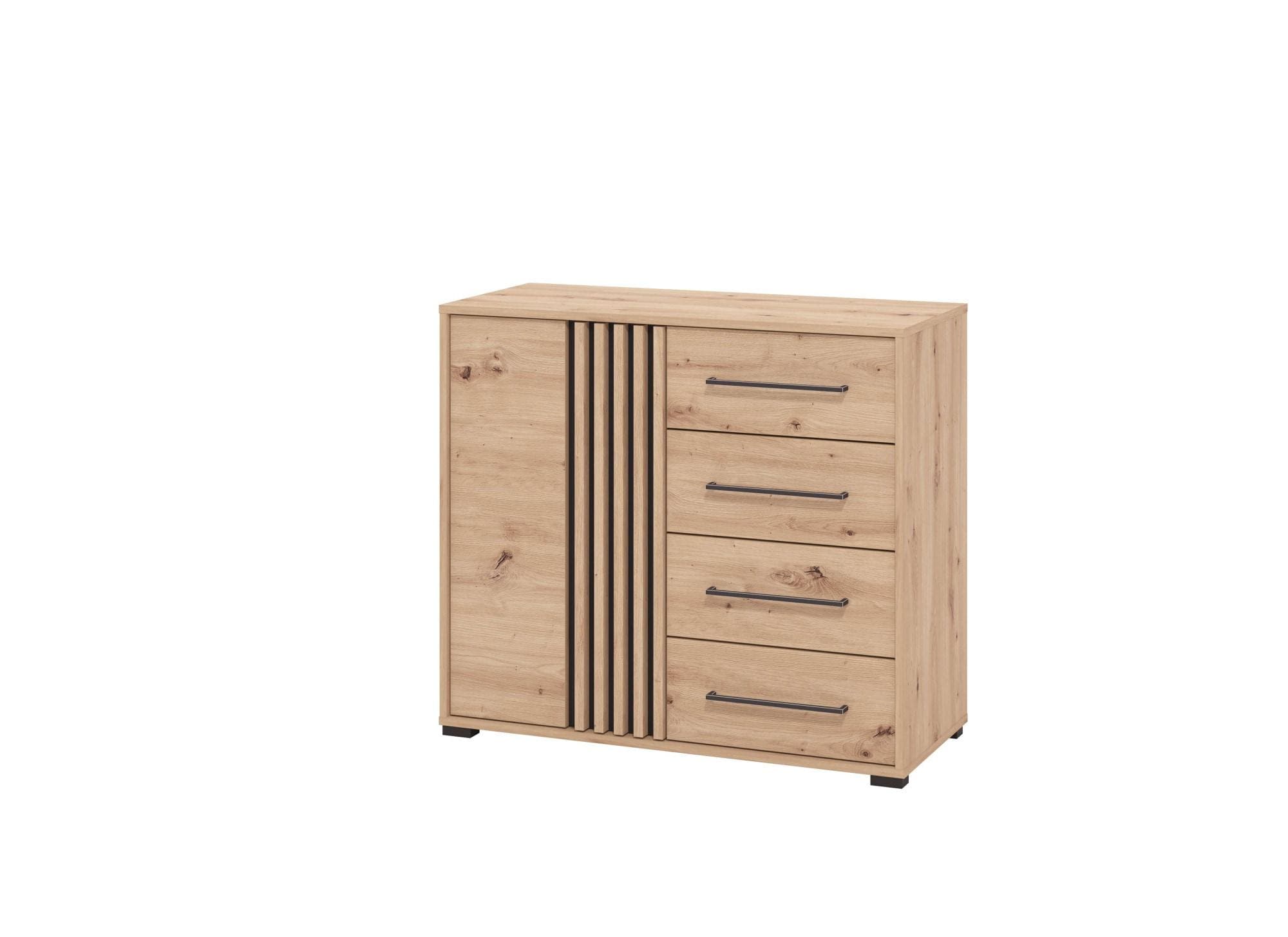 INOSIGN Ascalon Sideboard 93 cm Braun Artisan Eiche mit 4 Schubladen