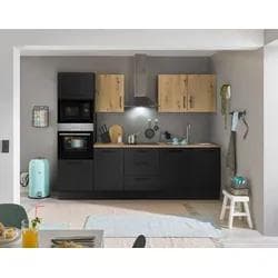 Küchenzeile Basic by Balculina Turin Schwarz mit Elektrogeräten