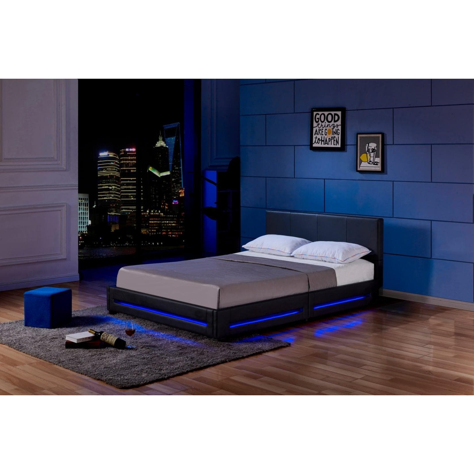 HOME DELUXE LED Bett Asteroid Schwarz Modernes Design