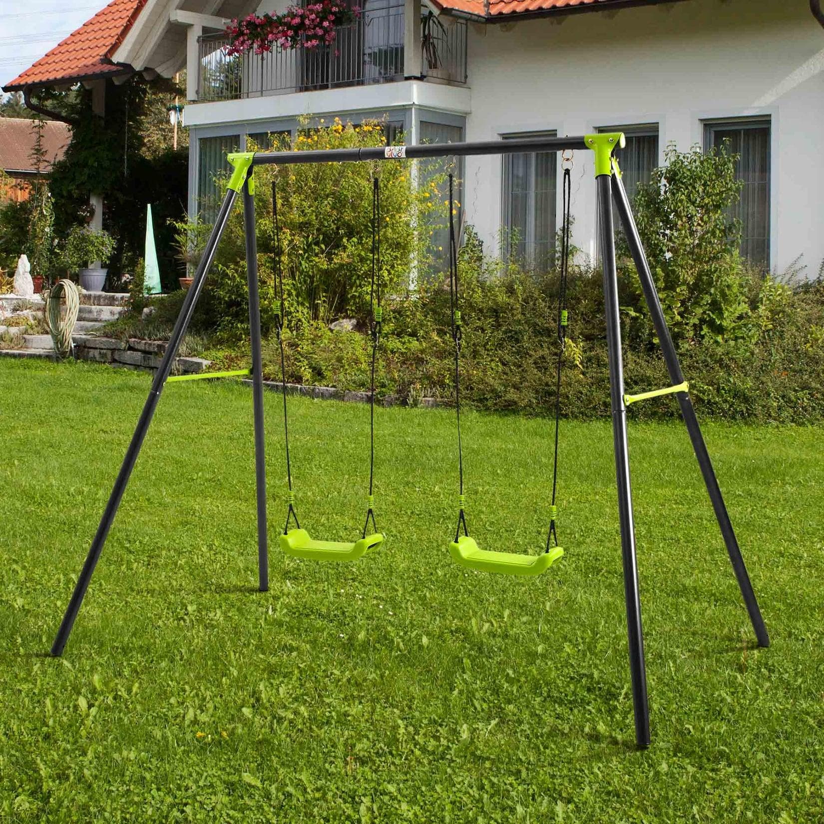 Baby Vivo Doppelschaukel Metall Gestell Kunststoff Sitz