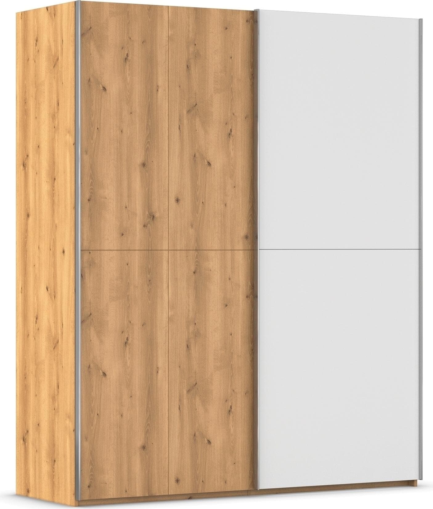 Rauch Schwebetürenschrank SCALE-WOOD Weiß Asteiche Glas