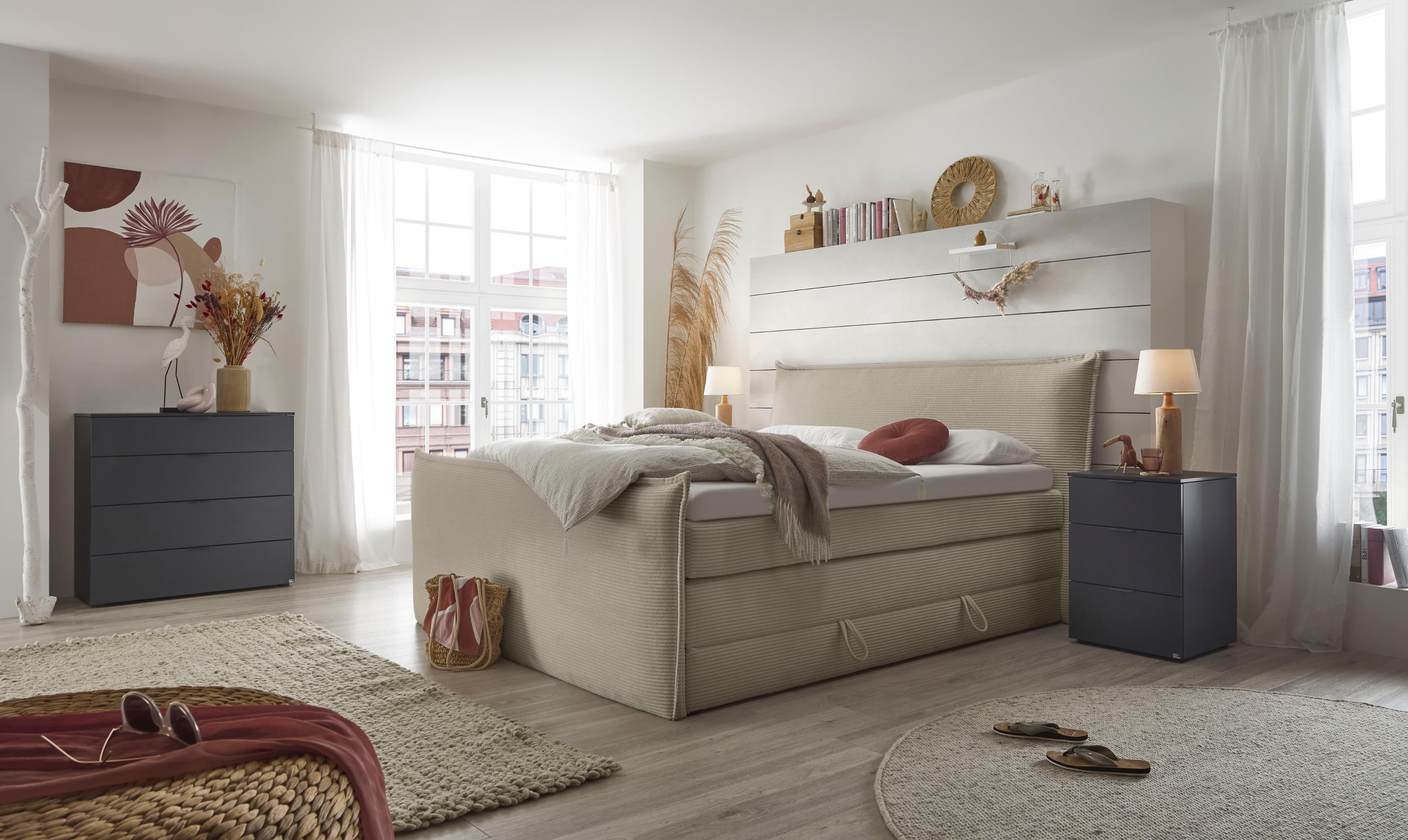 Boxspringbett Florida Set One by Musterring Cord Vanille