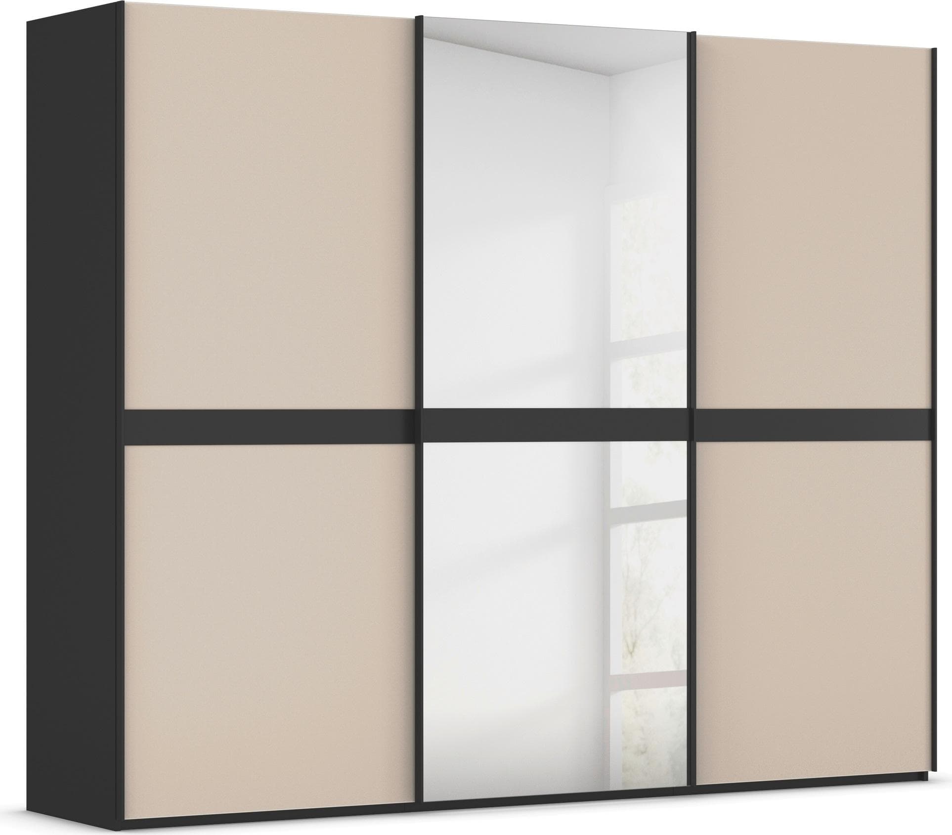 Rauch Schwebetürenschrank SCALE-LINE Schwarz Glas Matt