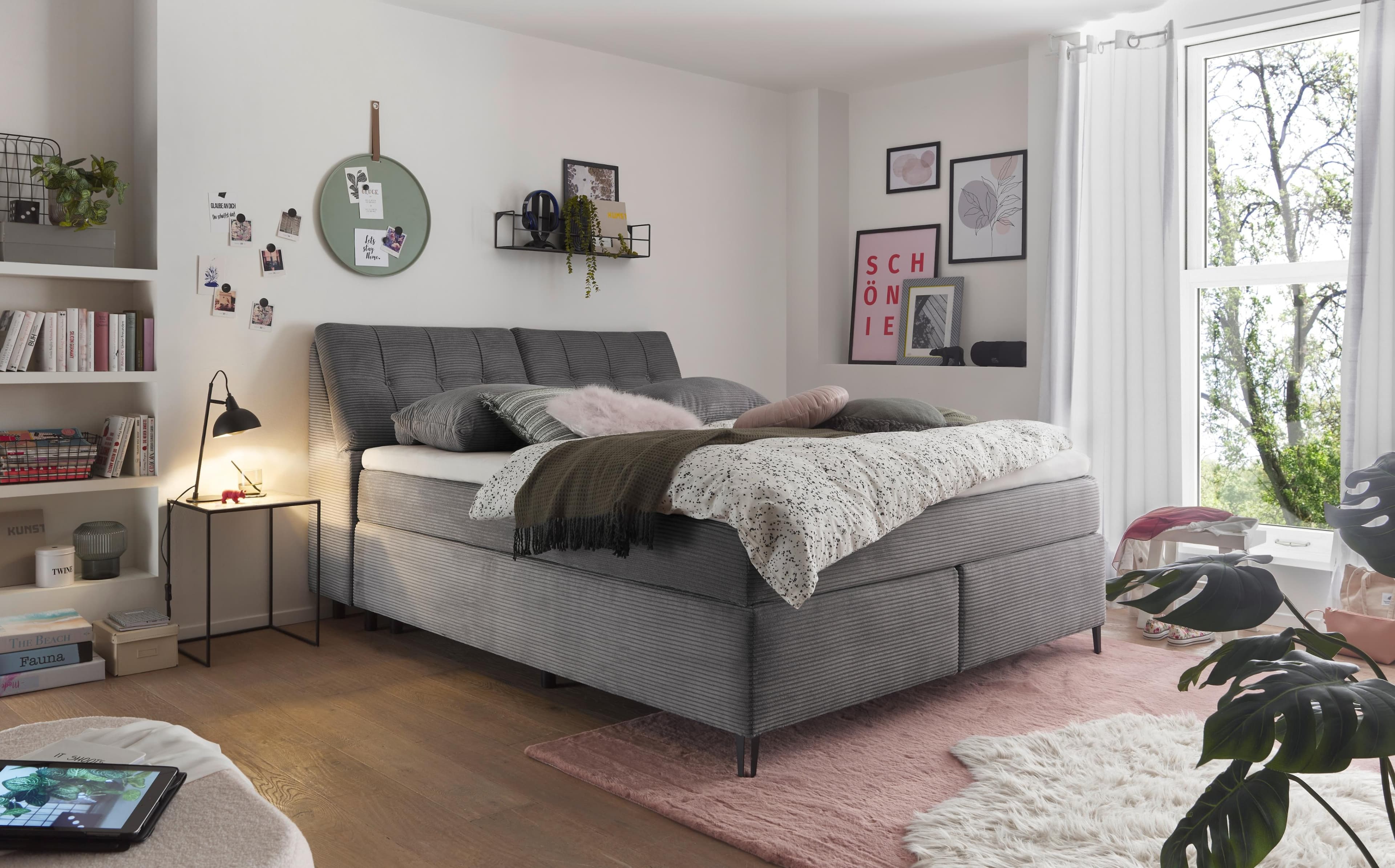 Boxspringbett Fairfield Dunkelgrau Set One by Musterring 180x200 cm