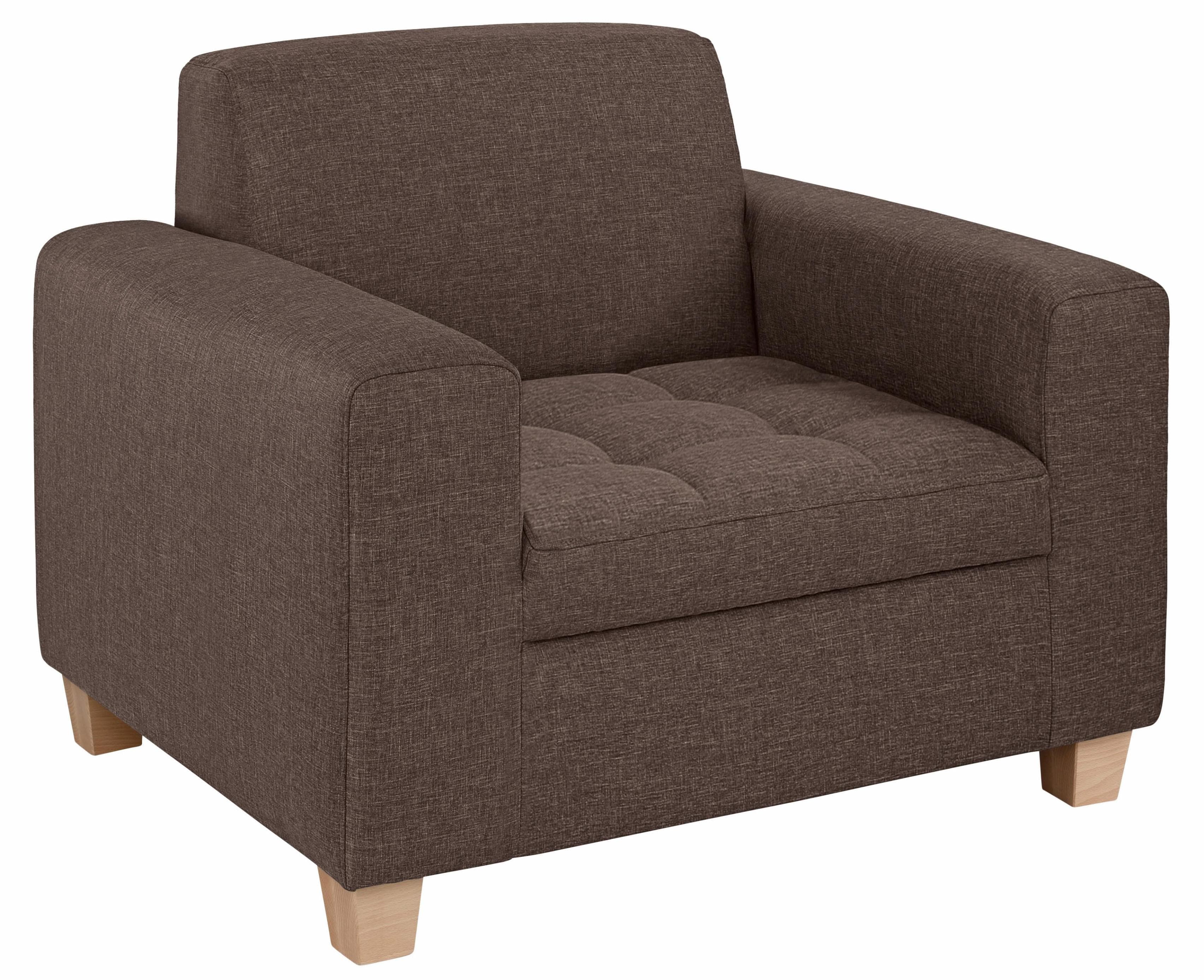 HOME AFFAIRE Sessel Corby Braun Polyester Leder
