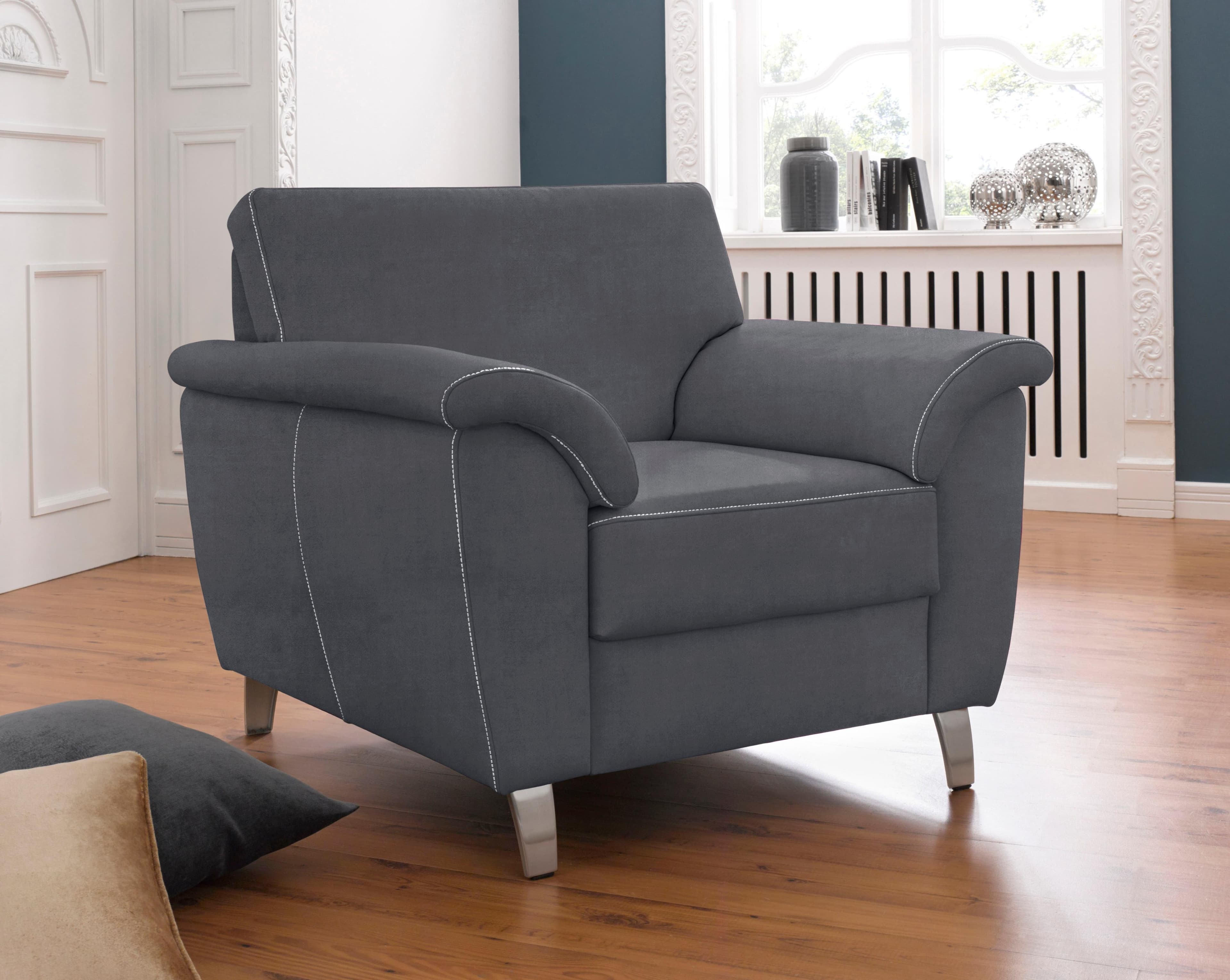 Sessel SIT & MORE Texel Dunkelgrau Microfaser mit Federkern