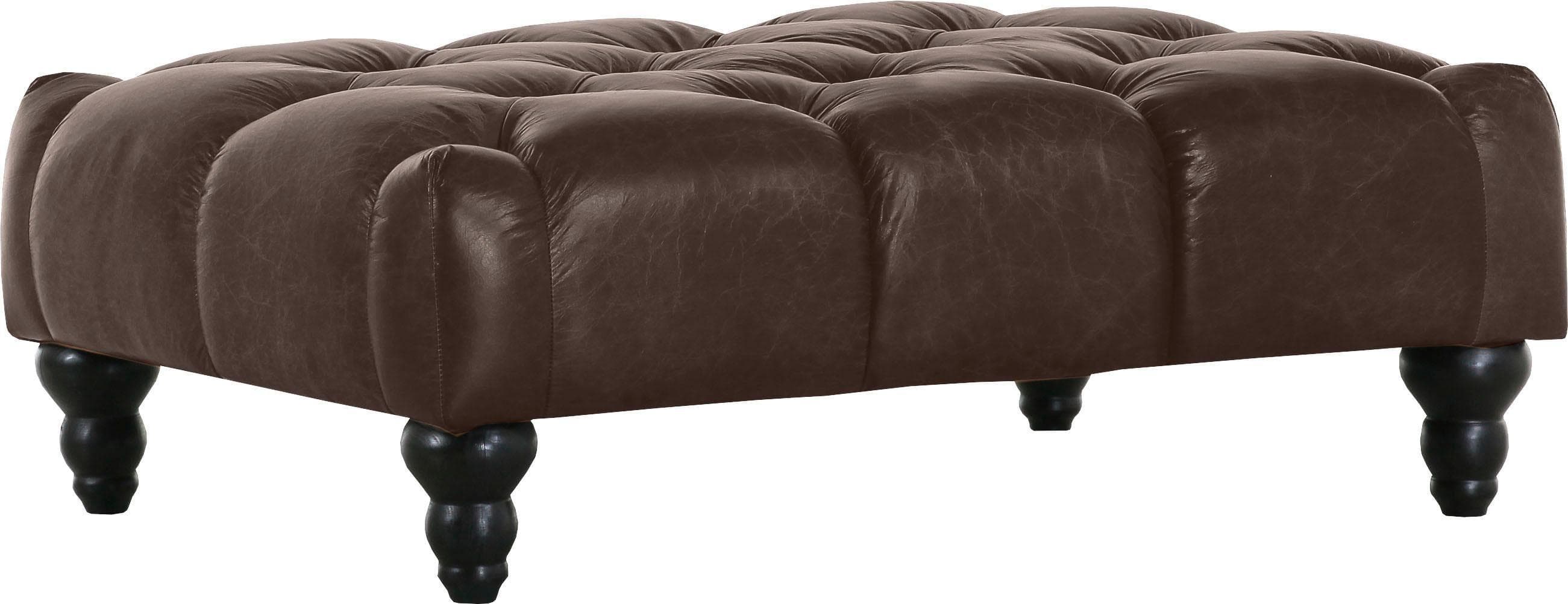 GUTMANN FACTORY Hocker Amazonas Braun Leder Chesterfield Optik