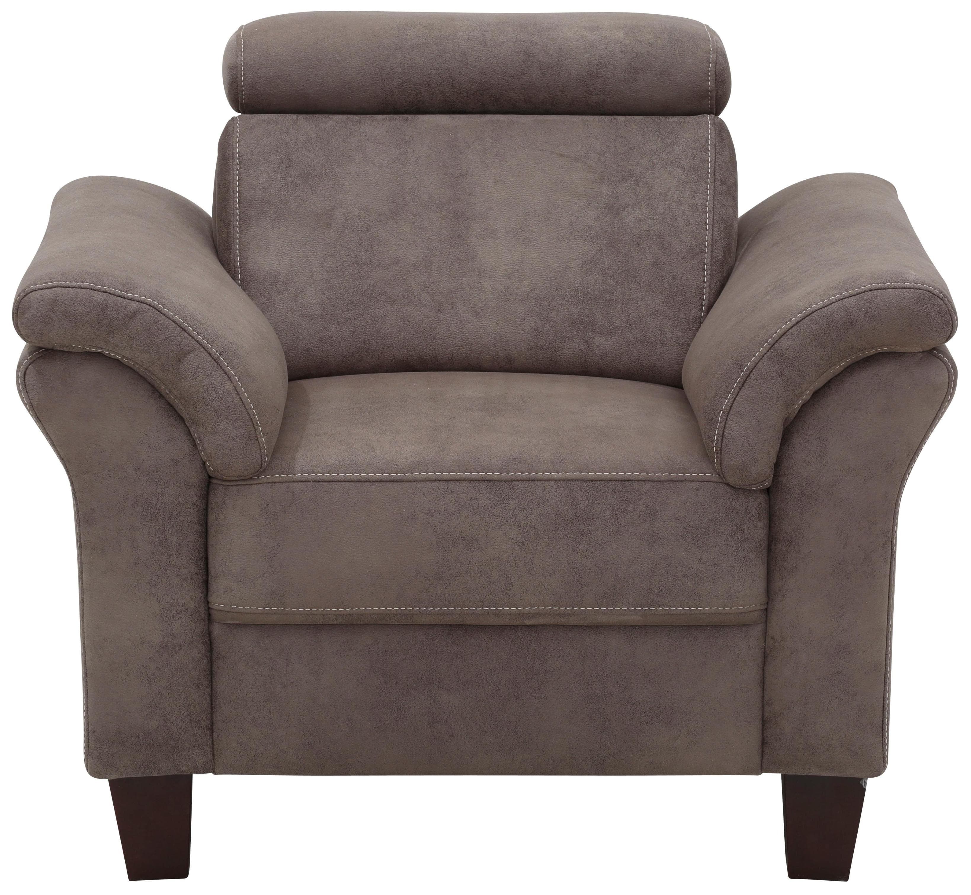 HOME AFFAIRE Sessel Arngast Grau-Beige Luxus-Microfaser mit Kopfteilverstellung