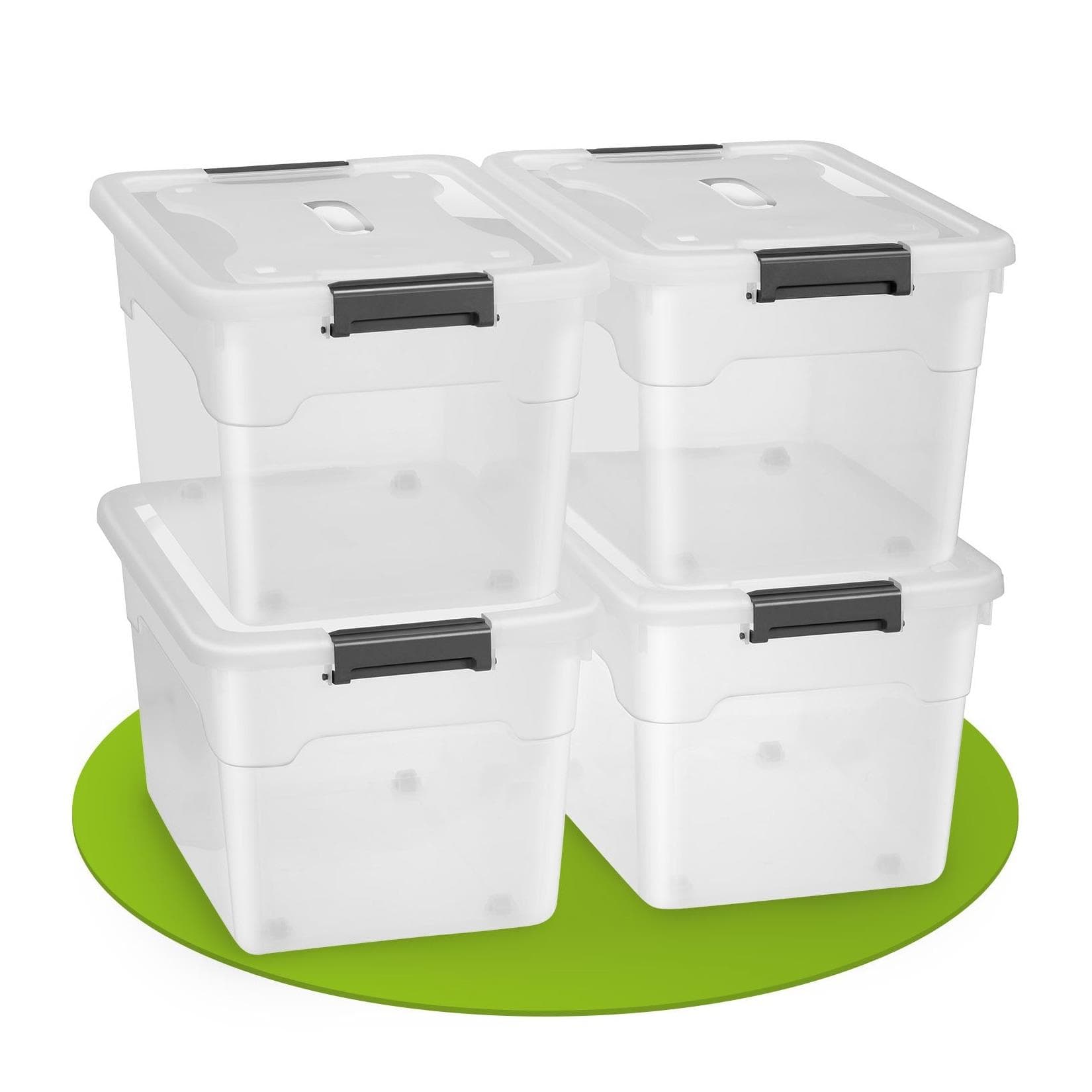 Juskys Aufbewahrungsbox 4er Set Weiß mit Rollen 45L