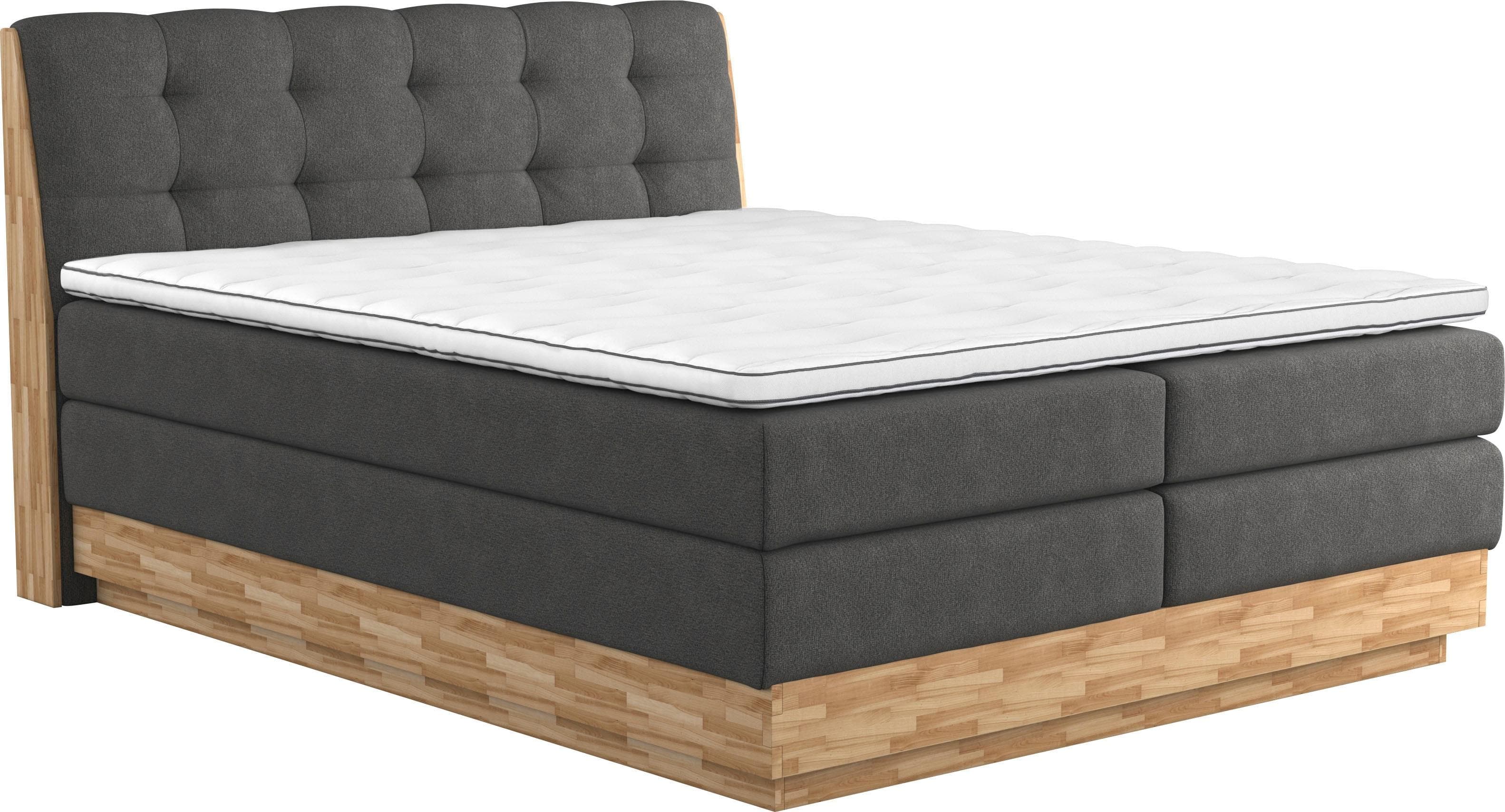 HOME AFFAIRE Boxspringbett Naome Anthrazit mit Topper