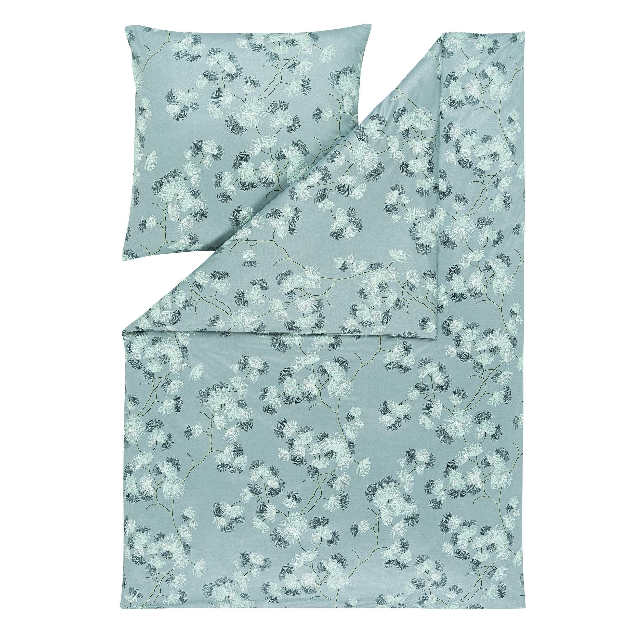 Estella Mako Jersey Bettwäsche: Rumi Salbei Grün Blätter Äste, 2-teilig