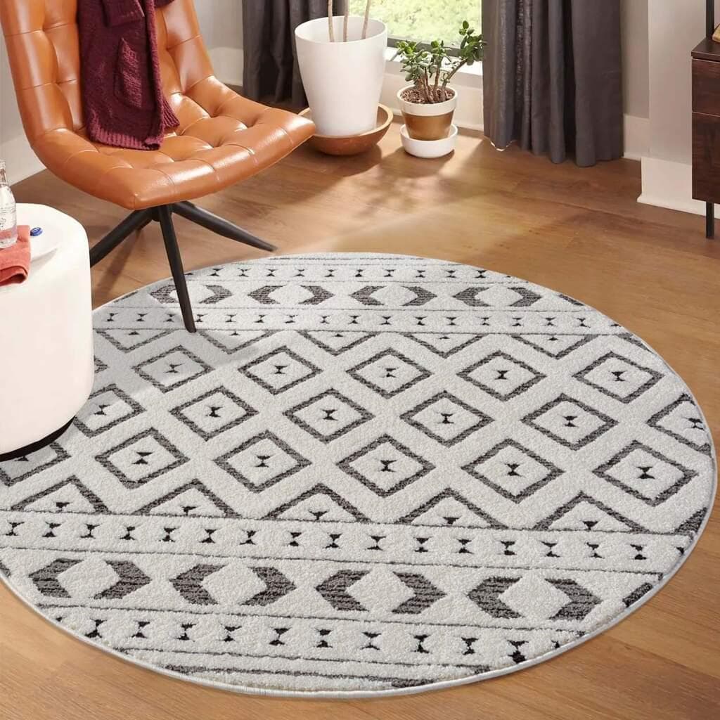 Carpet City Teppich Lounge 9999 Grau Modern Hoch-Tief-Struktur Rund