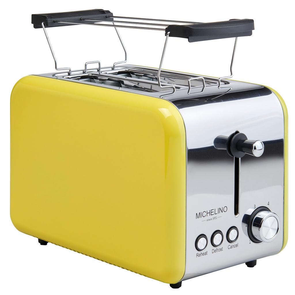 Toaster Gelb Metall Kunststoff Krümelschublade Brötchenaufsatz