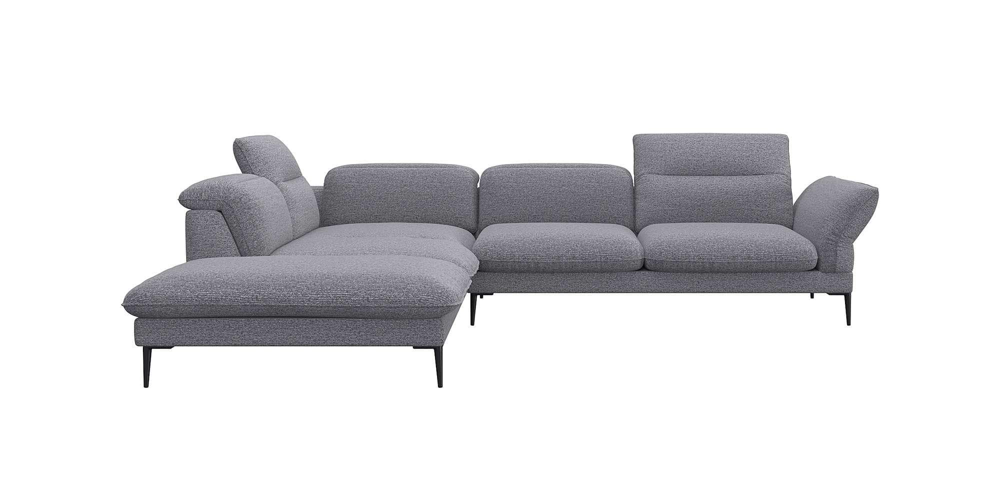 FLEXLUX Ecksofa Salino Grau mit Ottomane und Verstellfunktion