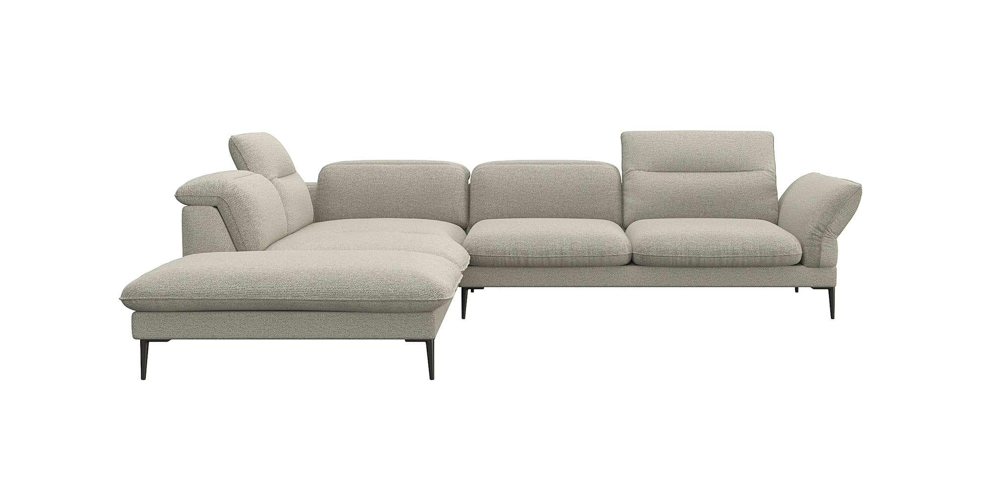 Flexlux Ecksofa Salino Beige mit verstellbaren Armlehnen und Kopfstützen