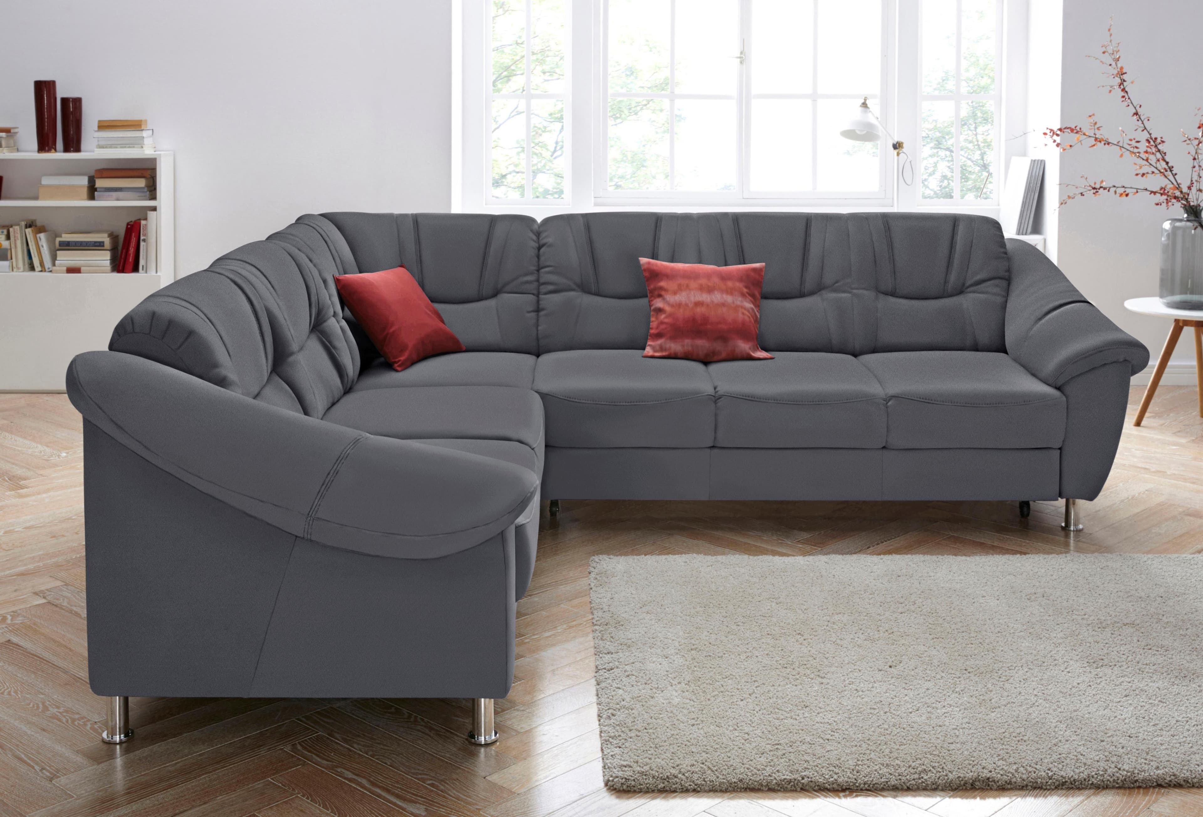 Ecksofa SIT & MORE Salsa L-Form Grau Luxus-Microfaser
