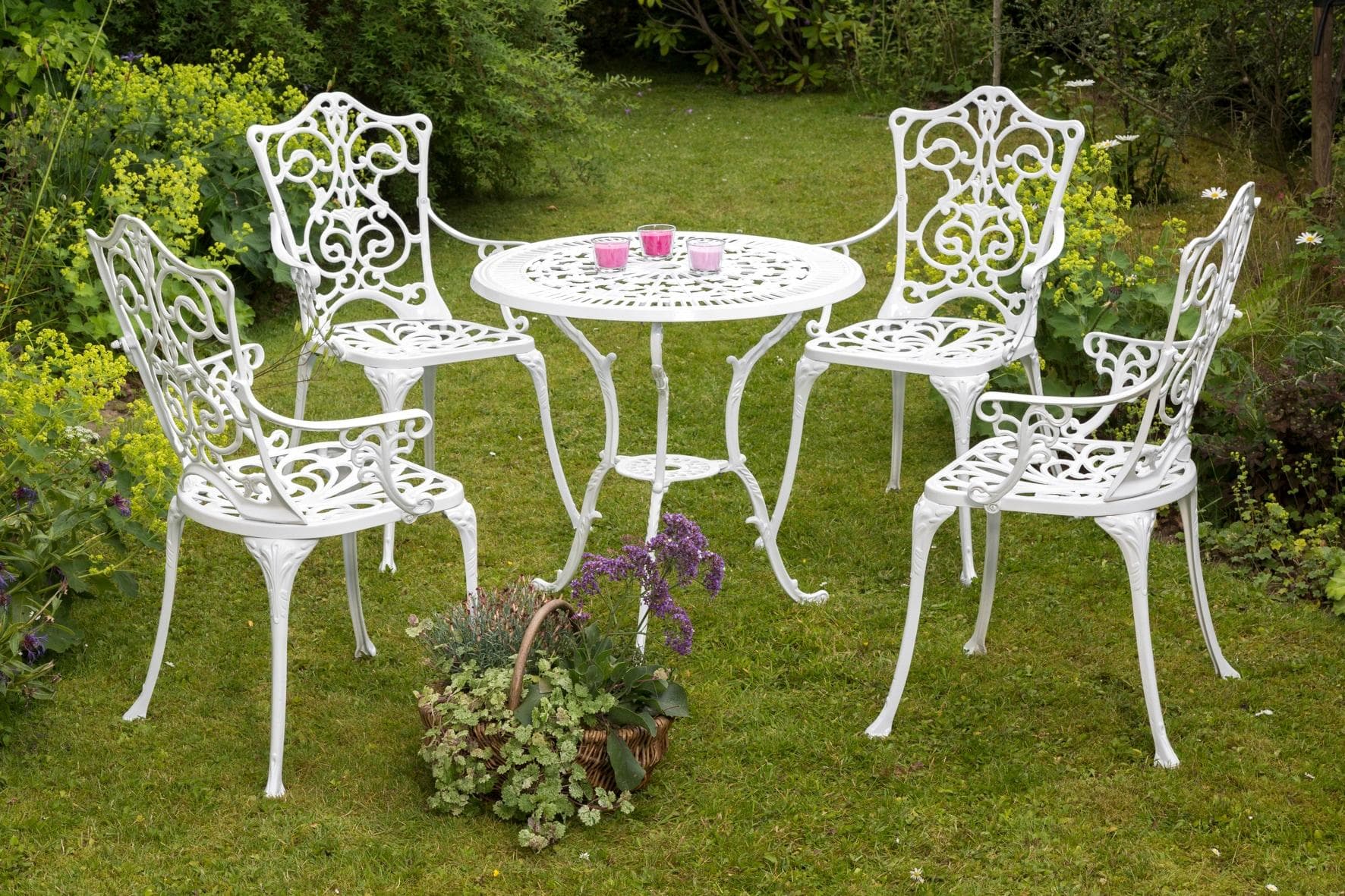 MERXX Garten-Essgruppe Lugano Weiß Aluminium 4-tlg.