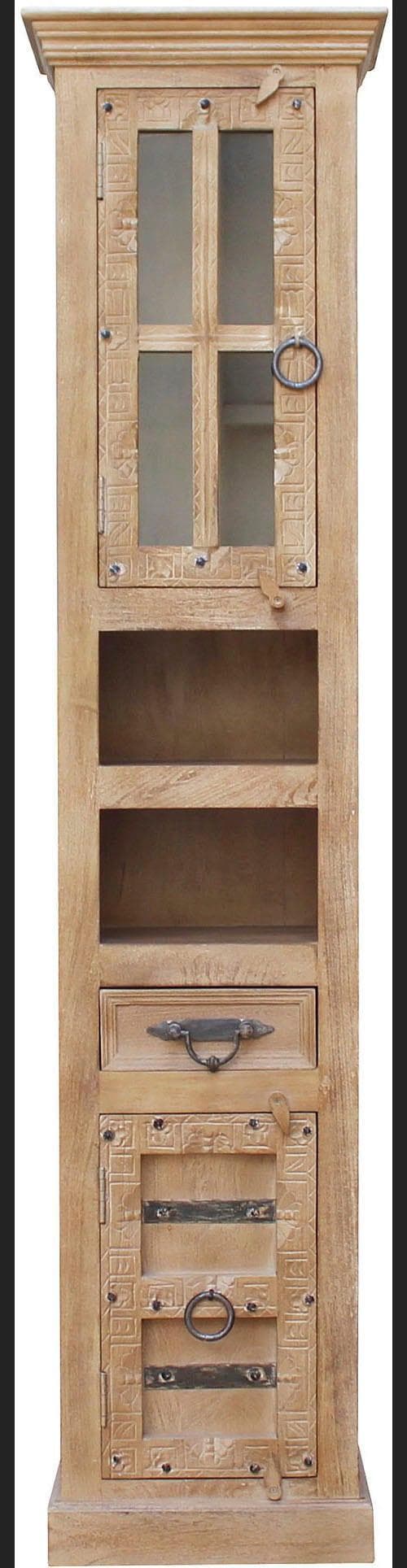 SIT Vitrine Daipur Massivholz mit Glastür und Schubkasten