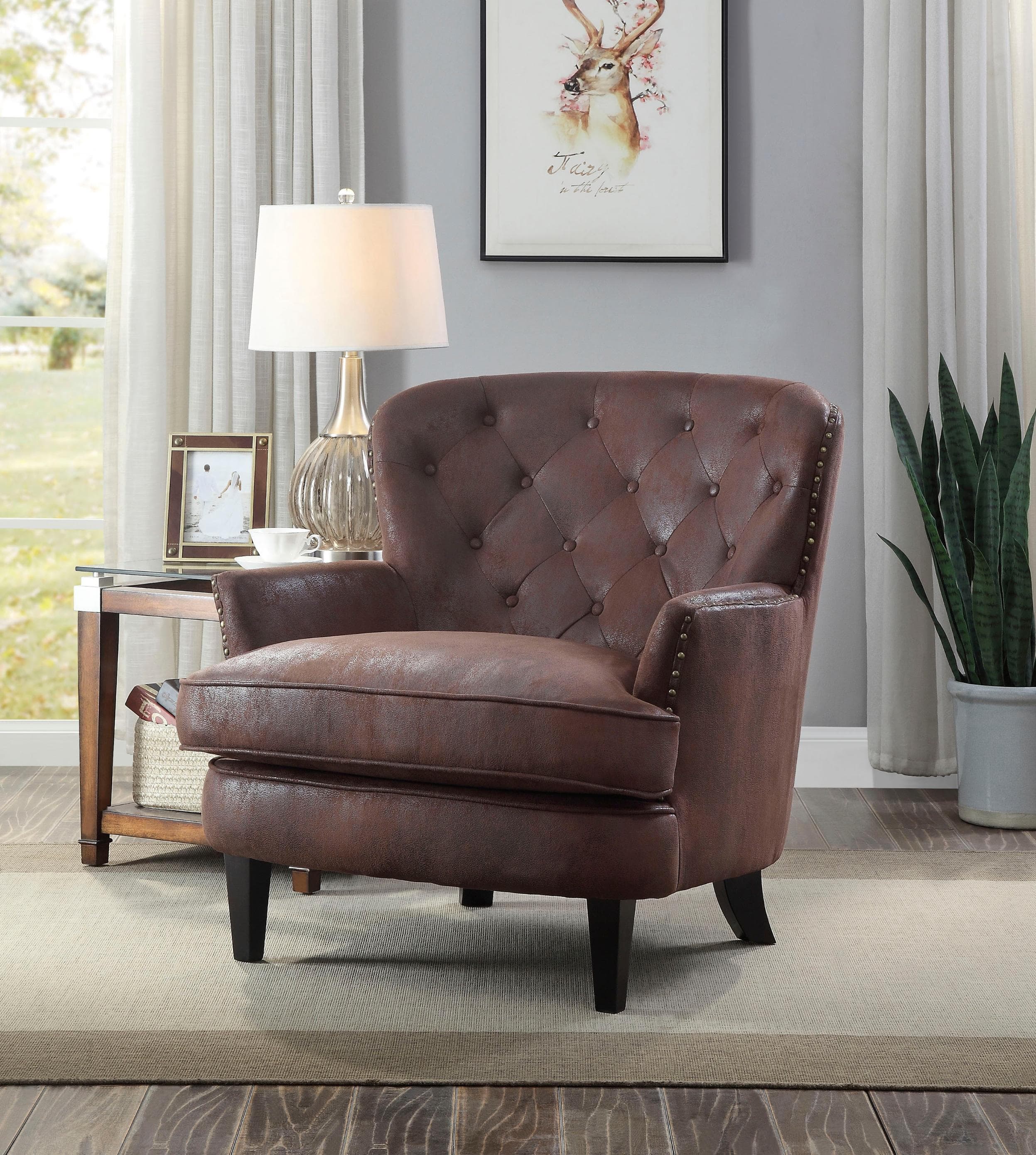 ATLANTIC HOME COLLECTION Sessel Leo Vintage Braun Microfaser