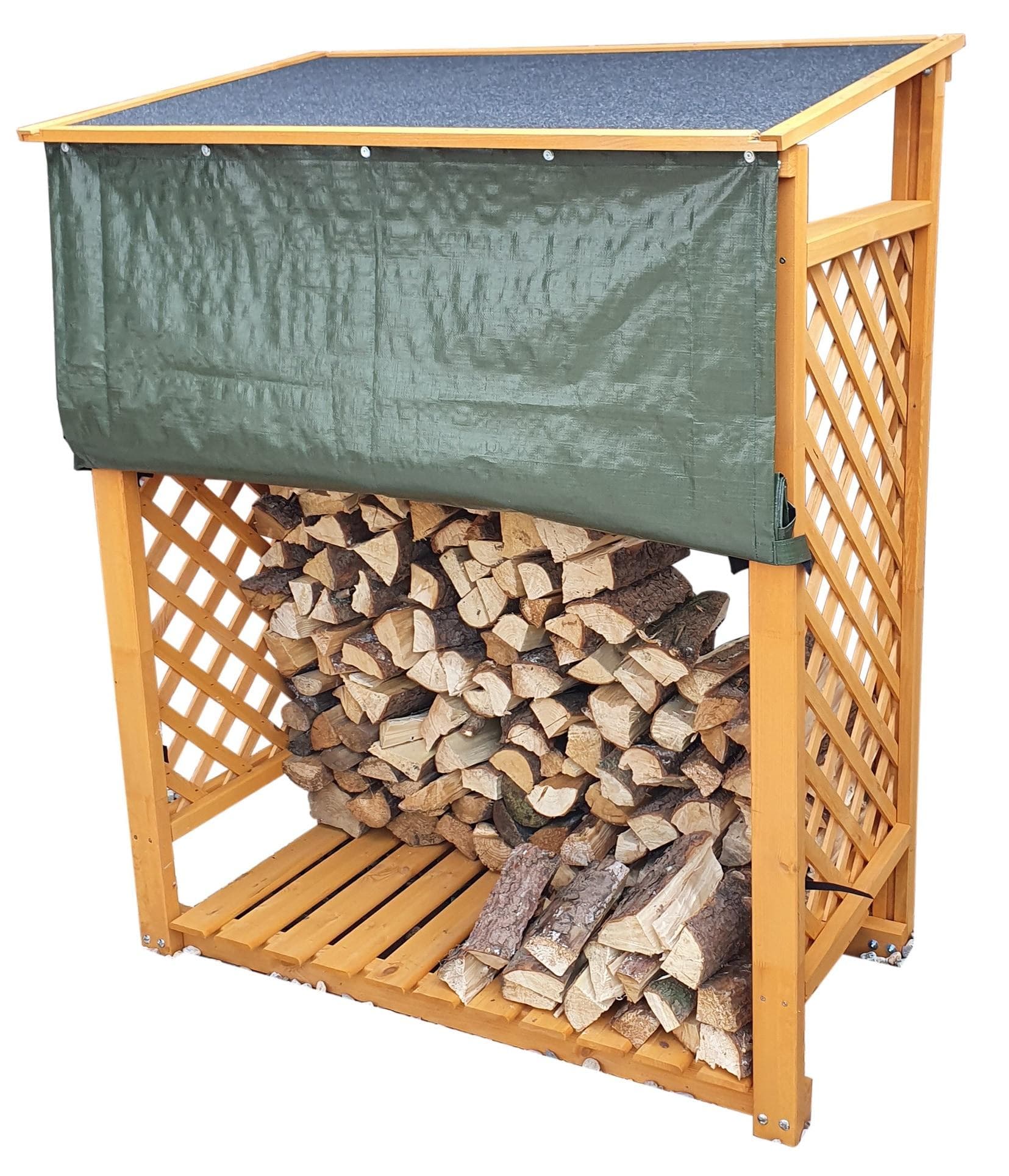 Promadino Kaminholzregal Speyer Honigbraun mit Wetterschutz