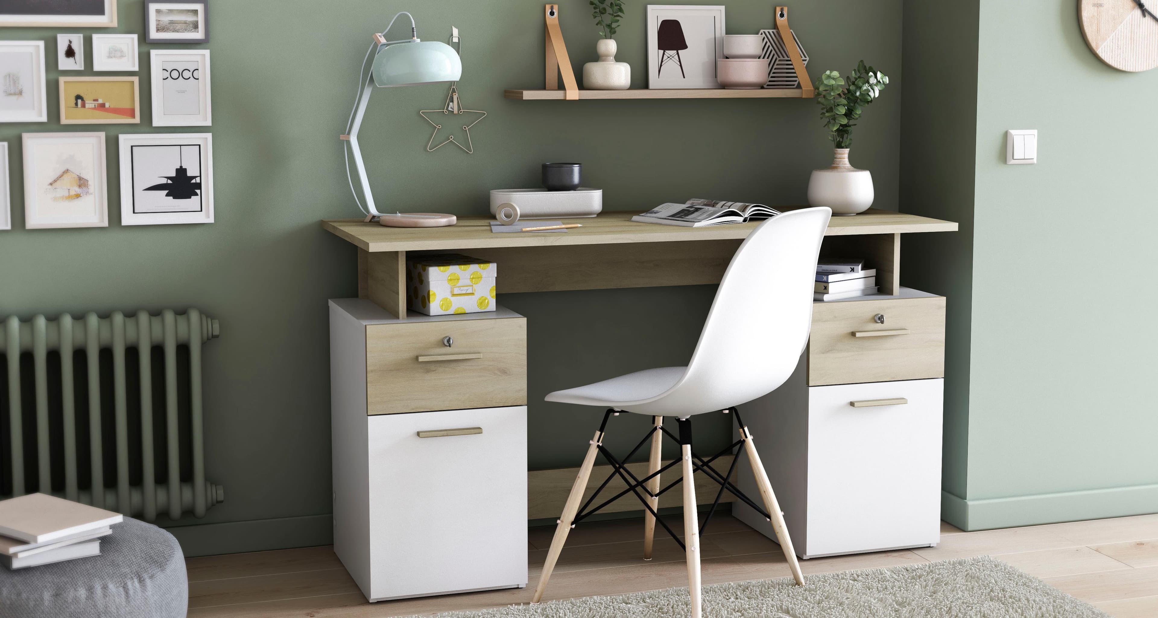 DEMEYERE GROUP Schreibtisch Platon Weiß Matt Kronberg Eiche