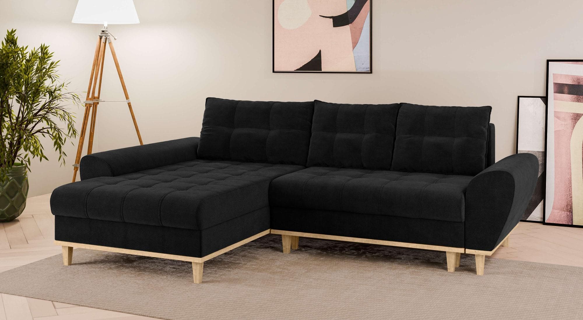 Home Affaire Ecksofa Ahrdorf Schwarz mit Bettfunktion und Bettkasten