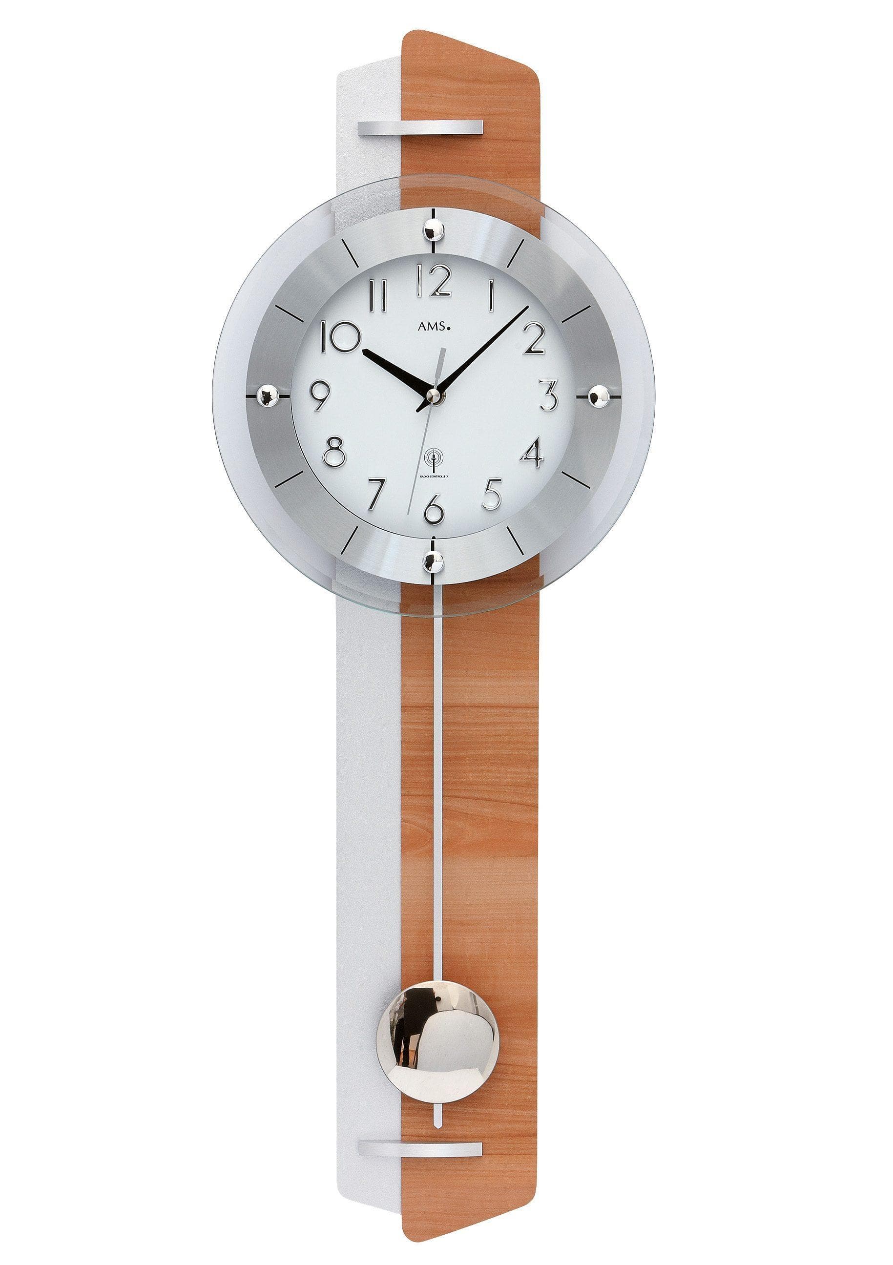 AMS Funk-Pendelwanduhr 5271 Beige Modernes Design